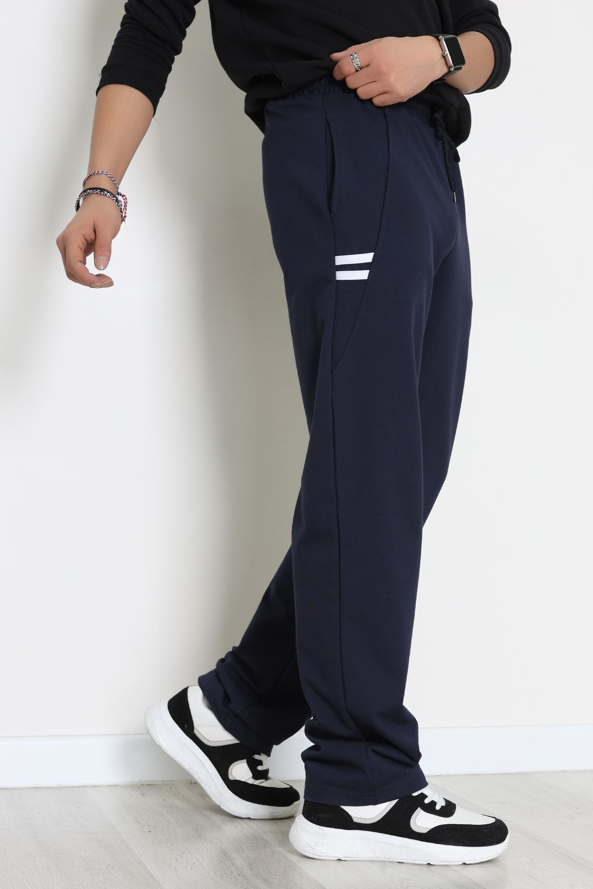 Likralı 2 İplik Bol Paça Erkek Eşofman Altı Lacibeyaz - 70899.1938.