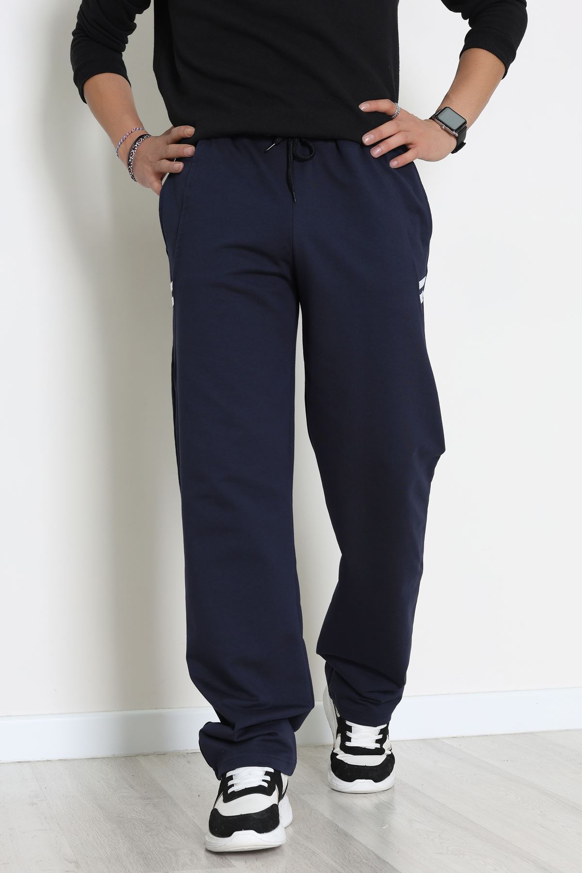 Likralı 2 İplik Bol Paça Erkek Eşofman Altı Lacibeyaz - 70899.1938.