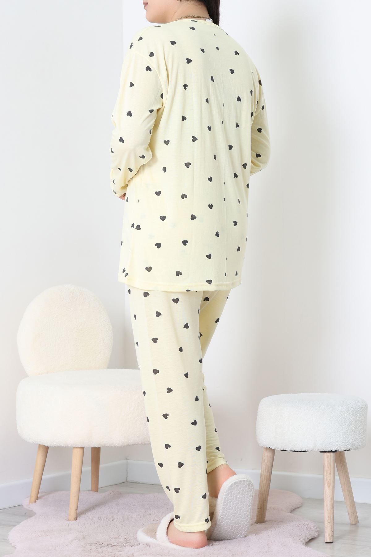 Ring Viskon Büyük Beden Pijama Takımı Sarı - 52202.1961.