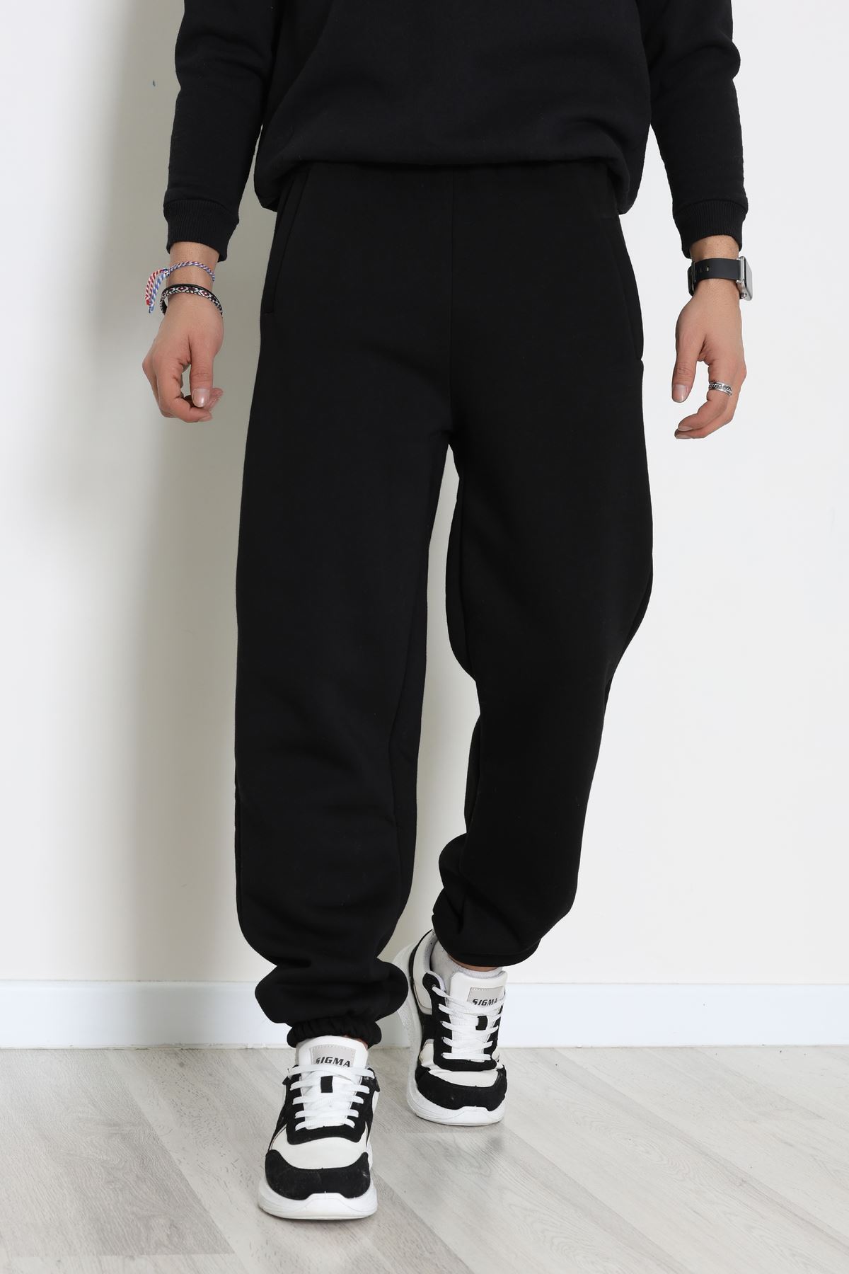 3 İplik Şardonlu Erkek Eşofman Altı Siyah - 42615.1878.