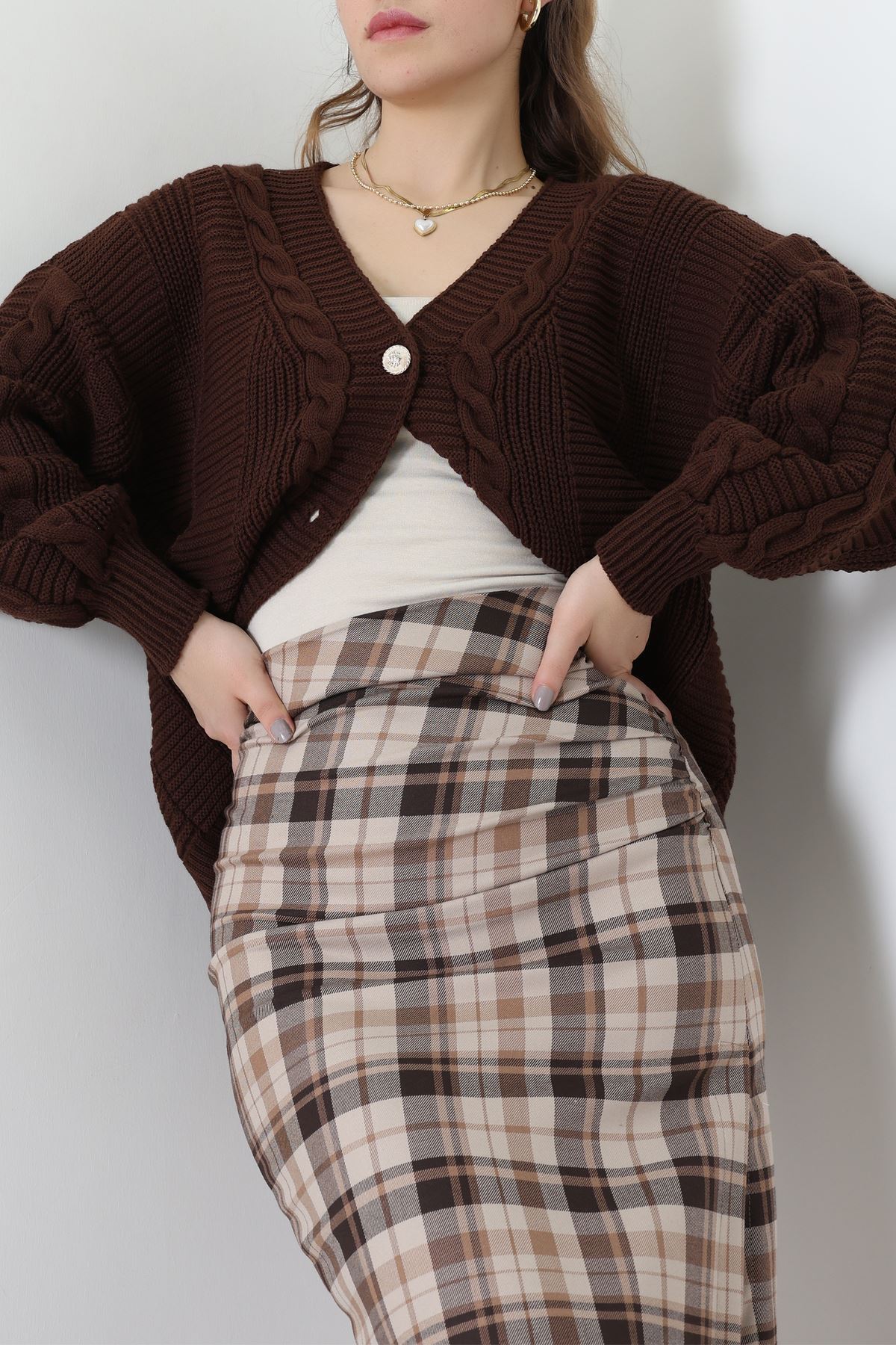 Balon Kol Hırka Kahve - 340.1577.