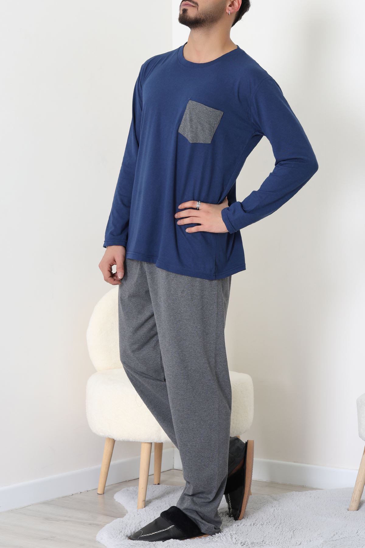 Cep Detay Süprem Erkek Pijama Takımı Lacivert - 42218.1048.