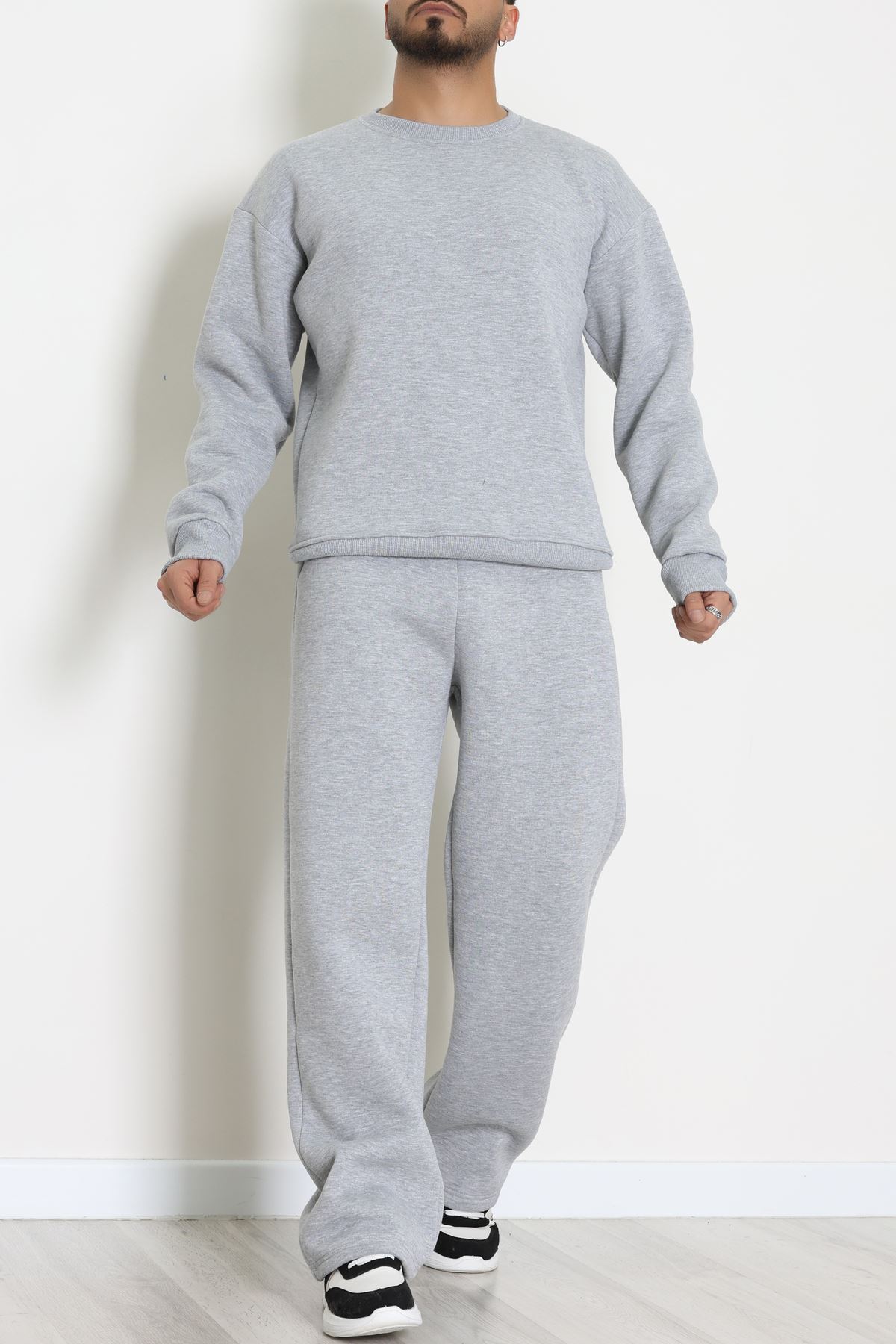 3 İplik Şardonlu Erkek Eşofman Takımı Gri - 42614.1878.
