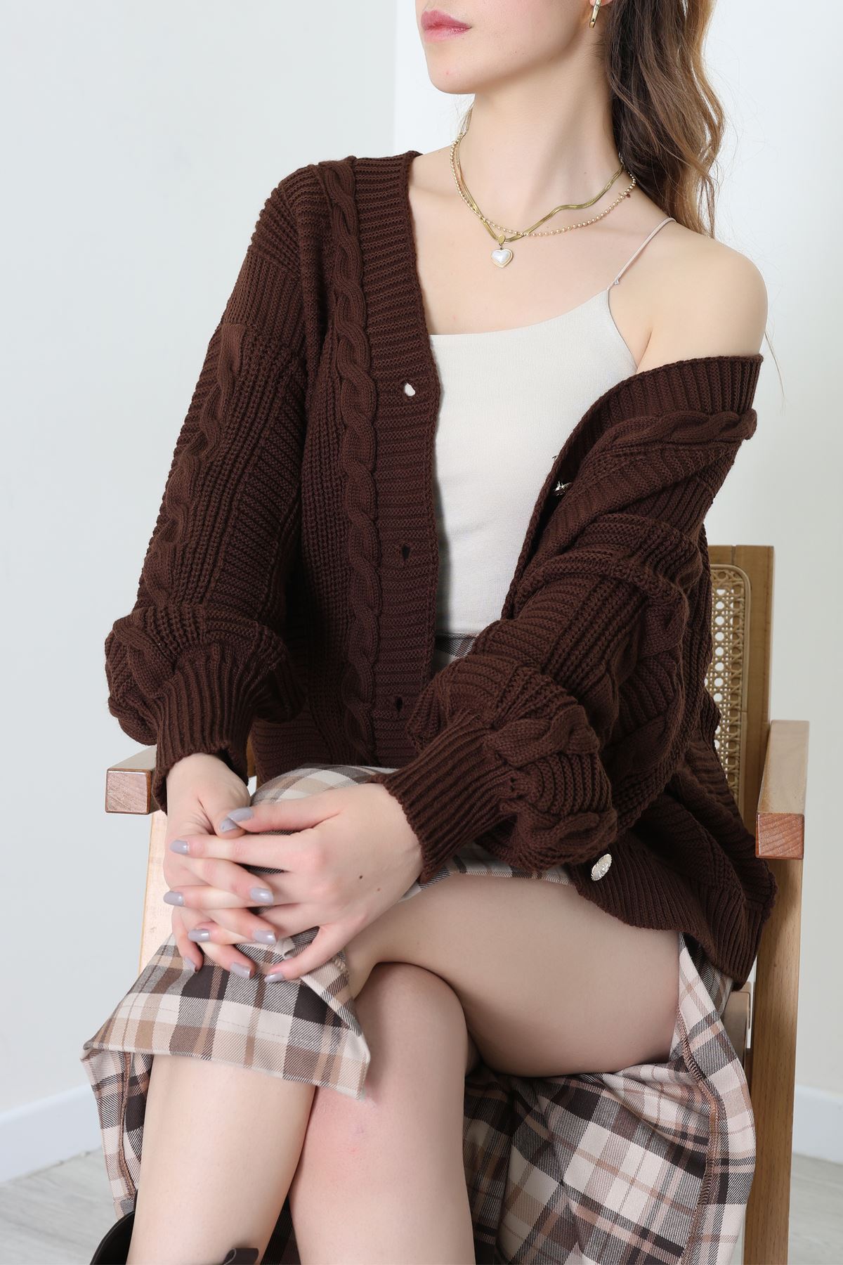 Balon Kol Hırka Kahve - 340.1577.