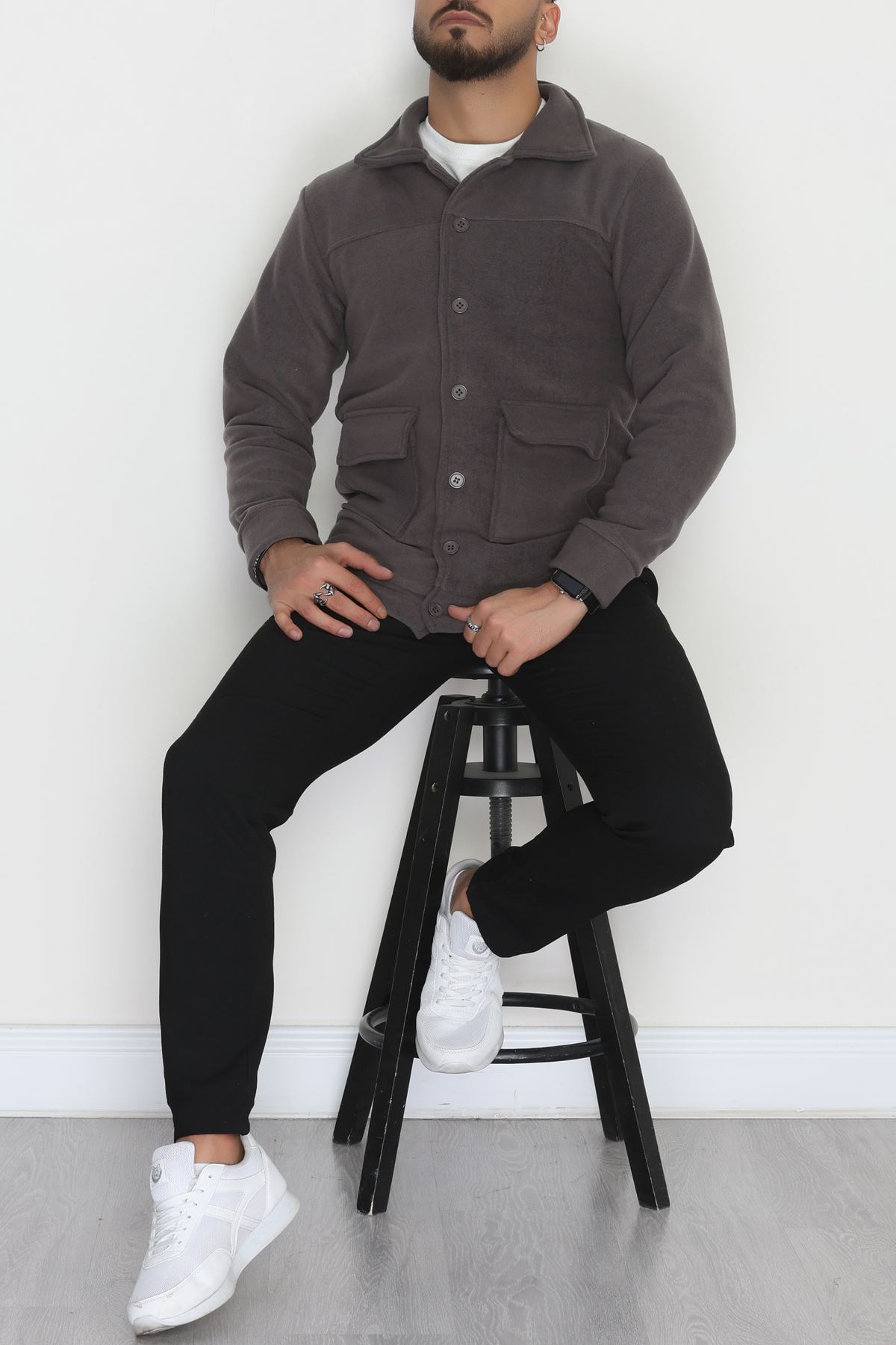 Tüylenmeyen Erkek Polar Gömlek Antrasit - 42597.1937.