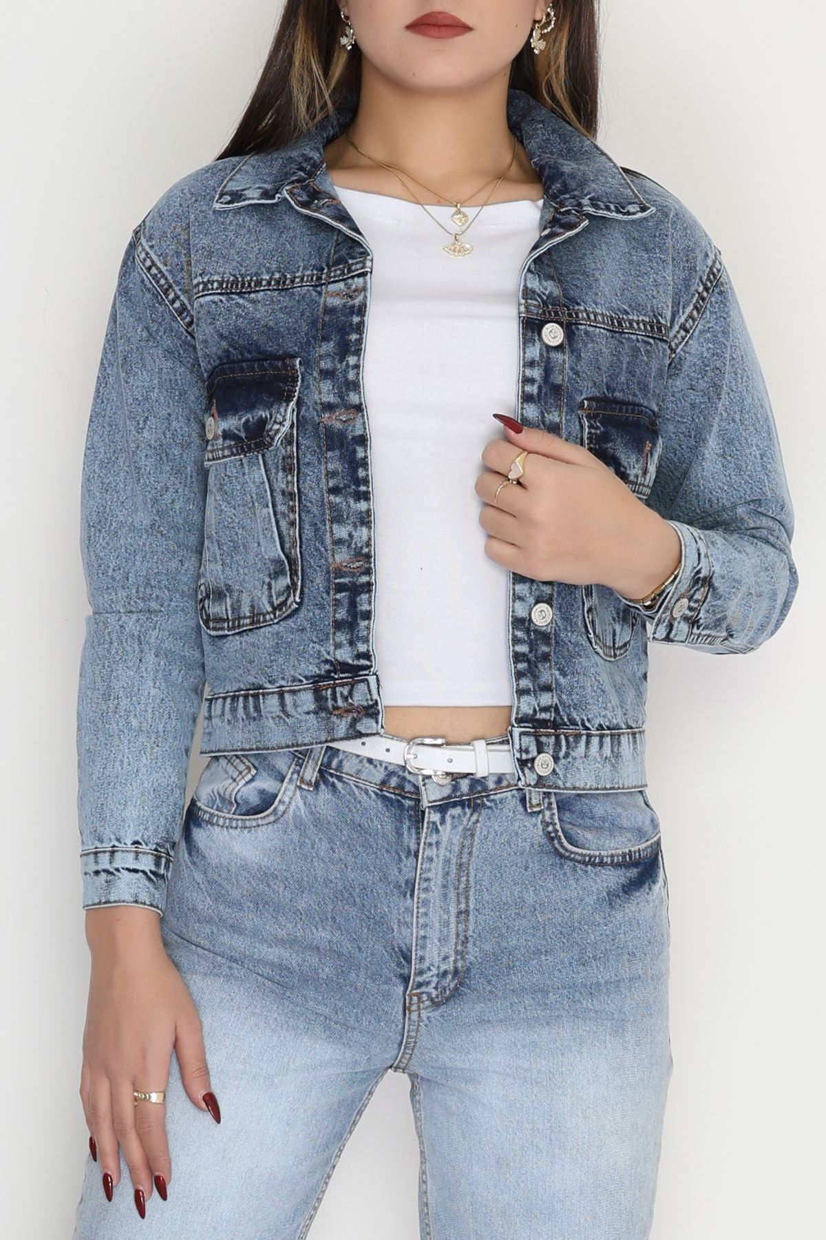 Cep Detay Kot Ceket Açıkmavi - 42680.1836.