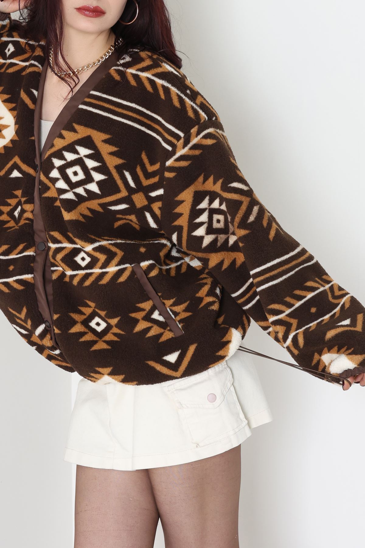 Etnik Desen Astarlı Mont Kahve - 42903.1247.