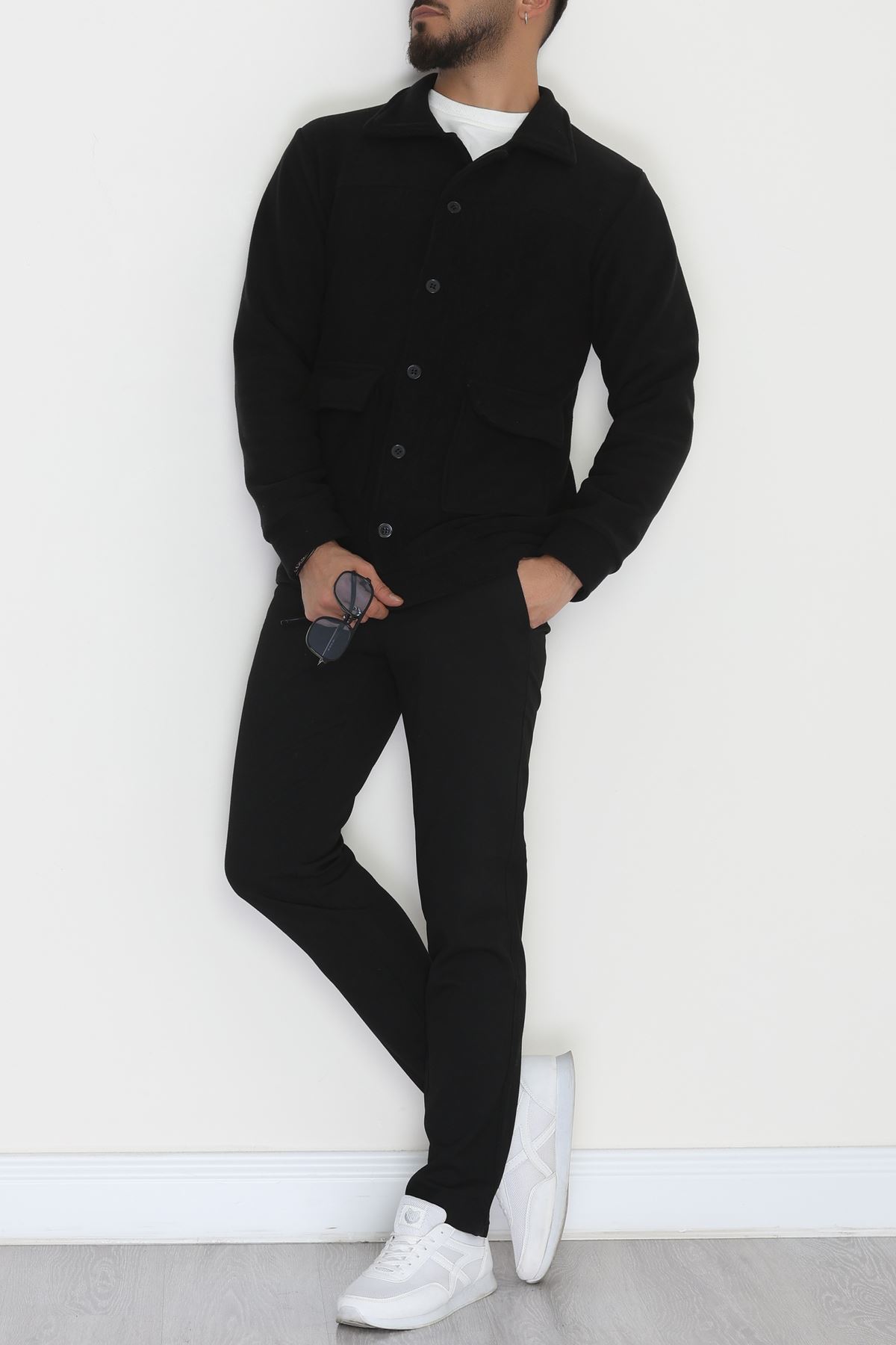 Tüylenmeyen Erkek Polar Gömlek Siyah - 42597.1937.