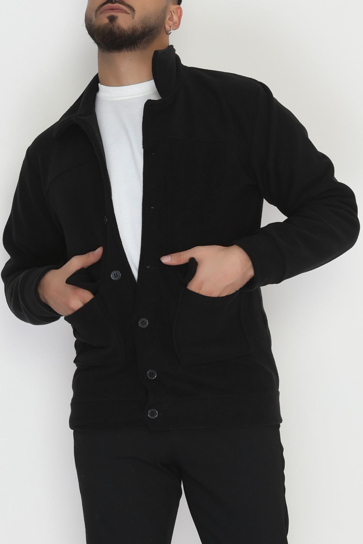 Tüylenmeyen Erkek Polar Gömlek Siyah - 42597.1937.