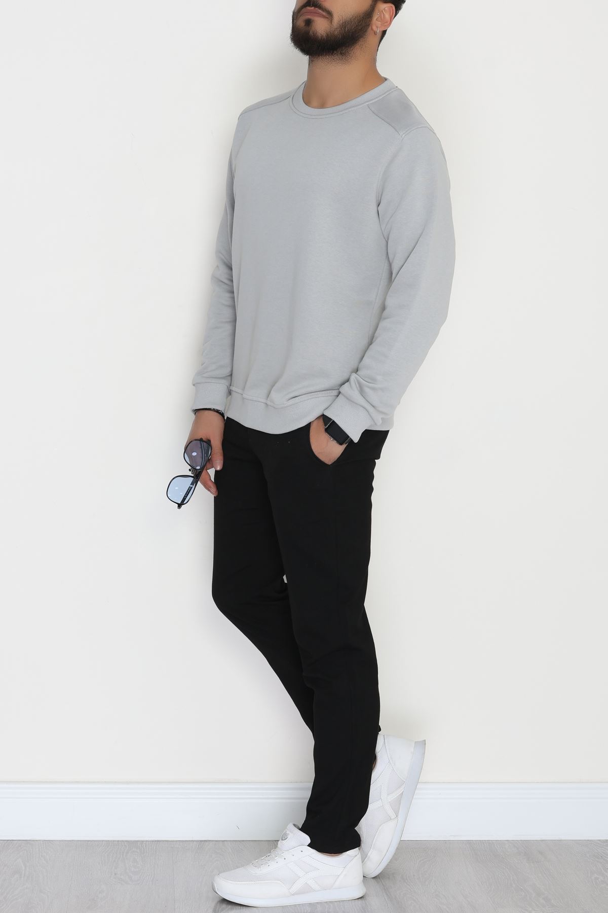 3 İplik Şardonsuz Erkek Sweat Koyugri - 42617.1878.