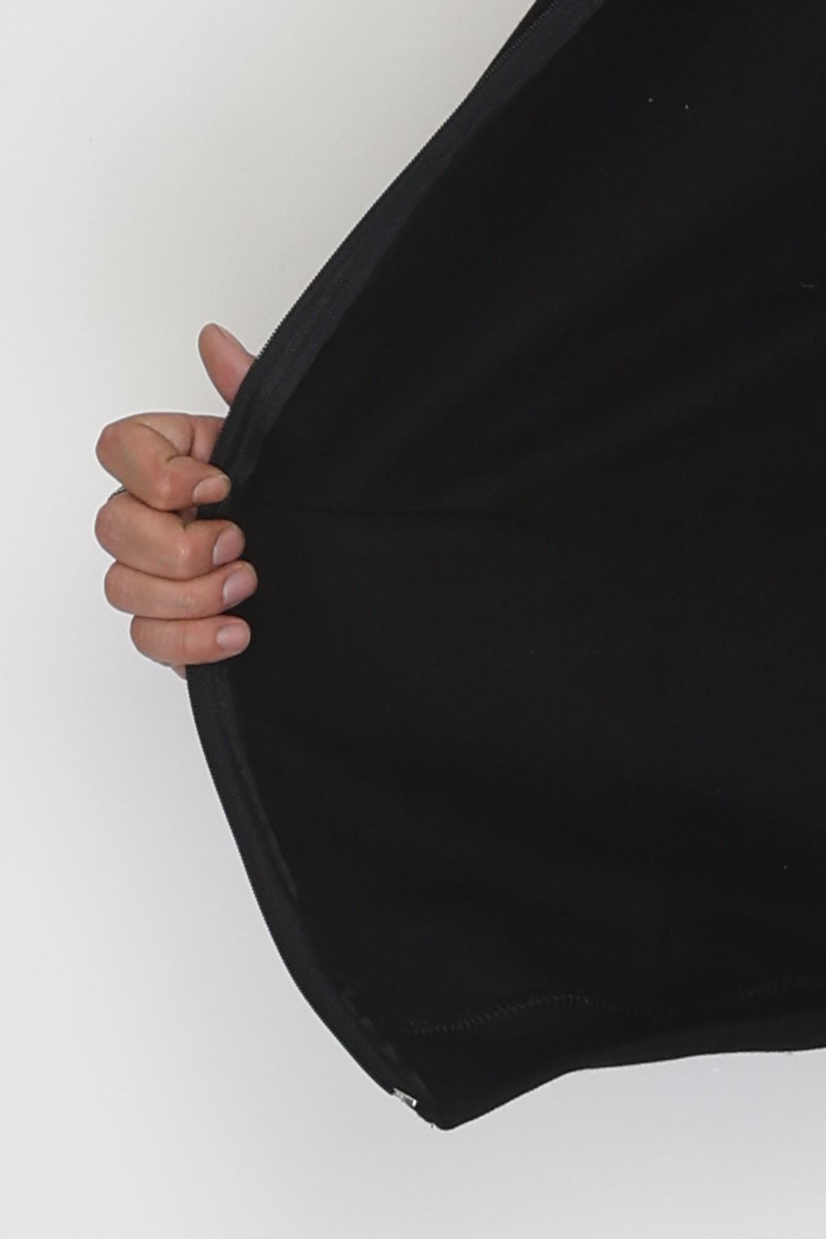 Kapşonlu Fermuarlı 3 İplik Erkek Sweat Siyah - 42575.1878.