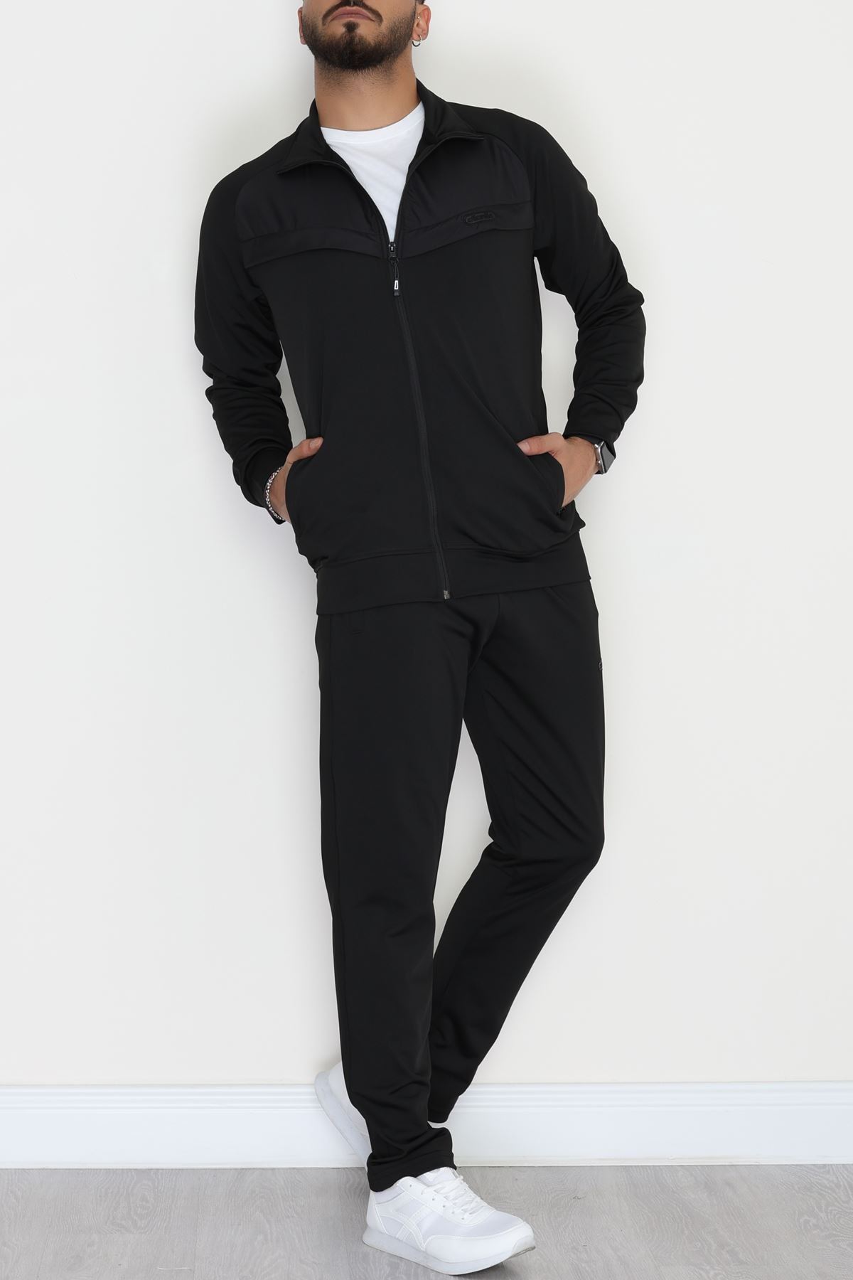 Önü Parçalı Dalgıç Erkek Eşofman Takımı Siyah - 42536.1937.