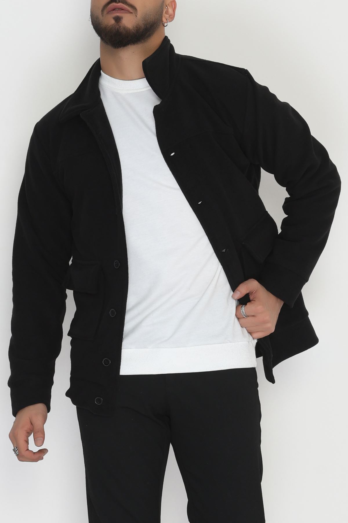 Tüylenmeyen Erkek Polar Gömlek Siyah - 42597.1937.