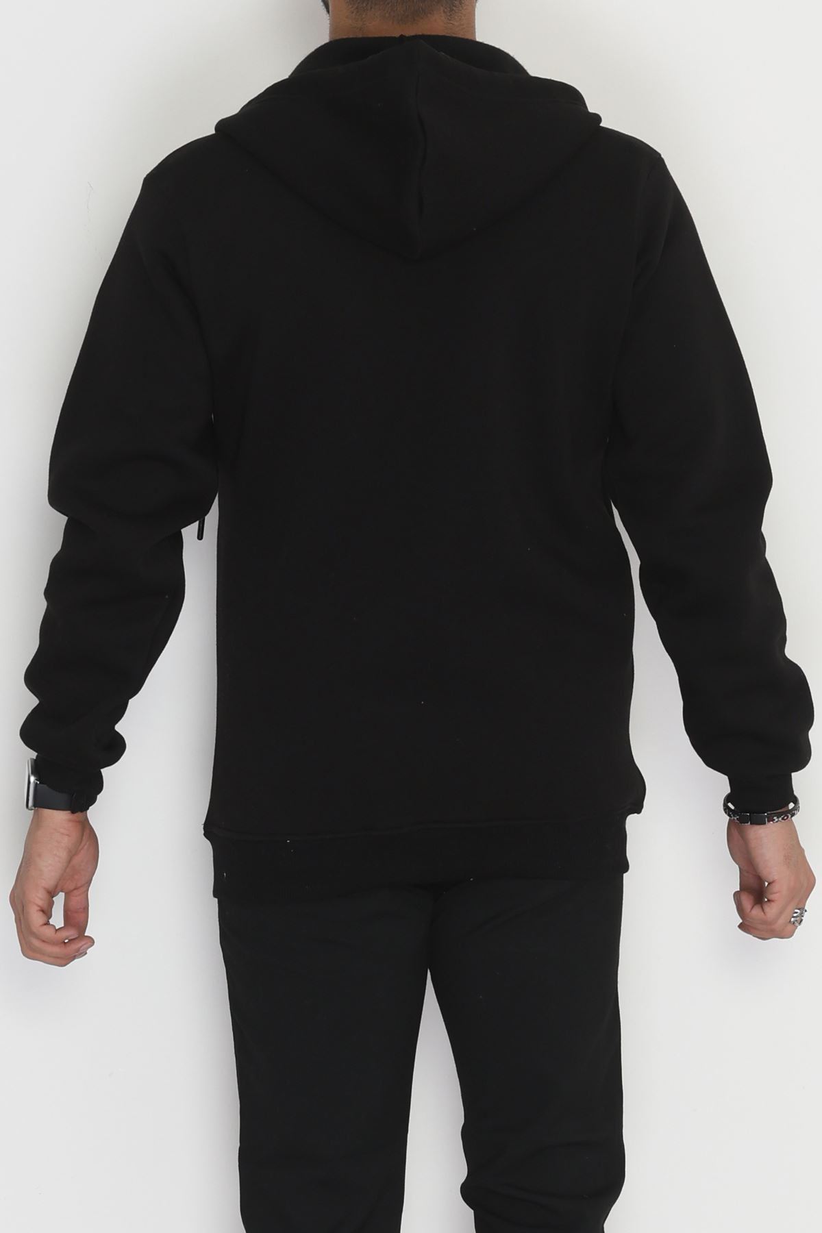 Kapşonlu Fermuarlı 3 İplik Erkek Sweat Siyah - 42575.1878.