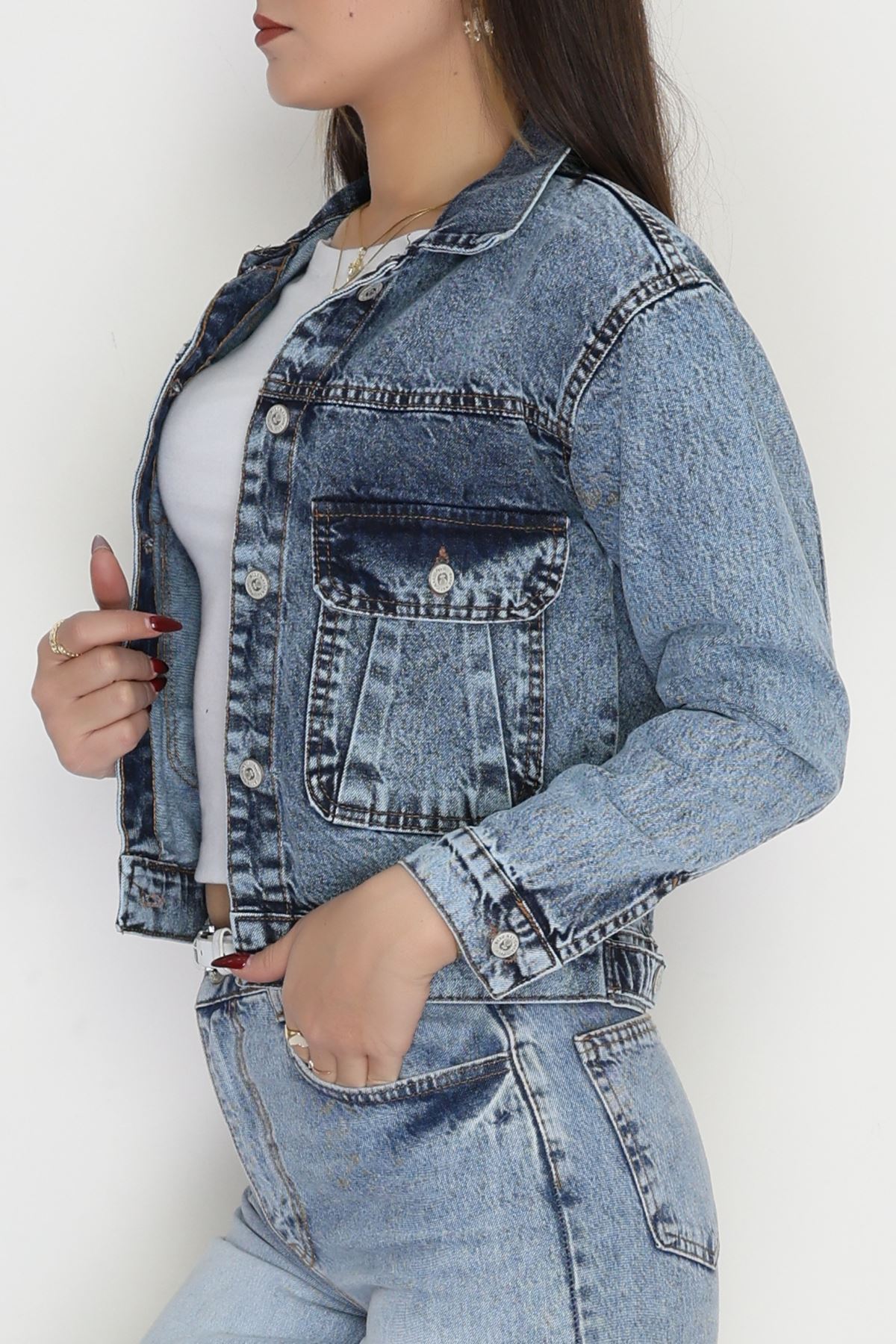 Cep Detay Kot Ceket Açıkmavi - 42680.1836.