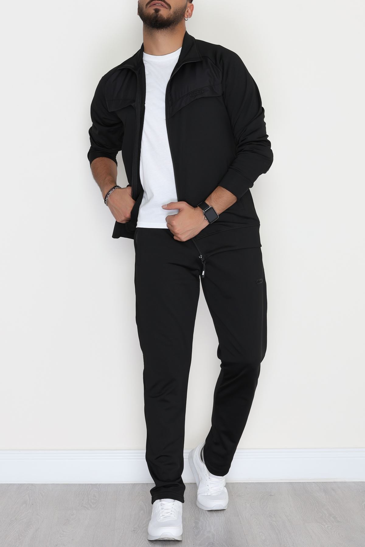 Önü Parçalı Dalgıç Erkek Eşofman Takımı Siyah - 42536.1937.