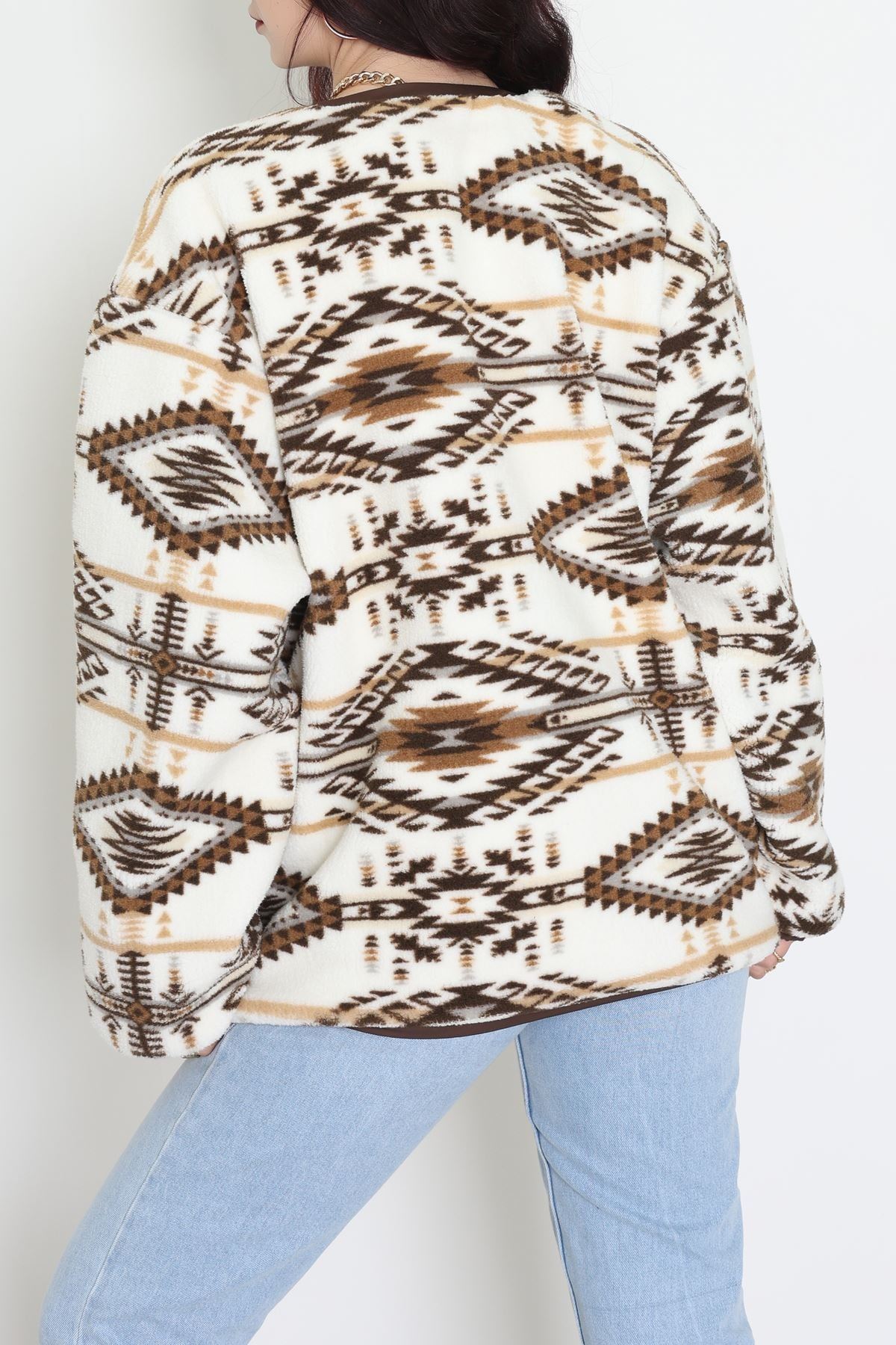 Etnik Desen Astarlı Mont Ekrukahve - 42903.1247.