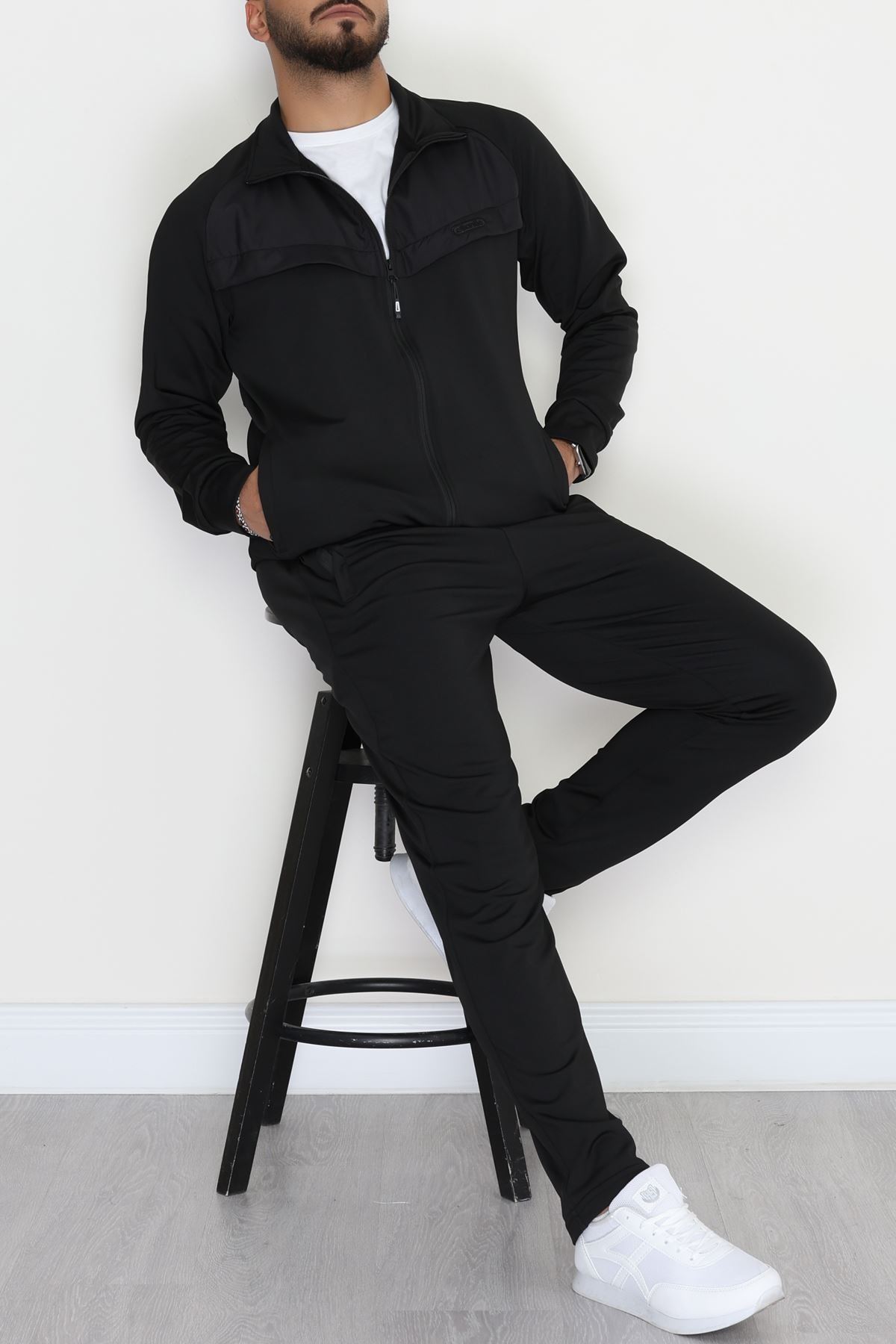 Önü Parçalı Dalgıç Erkek Eşofman Takımı Siyah - 42536.1937.