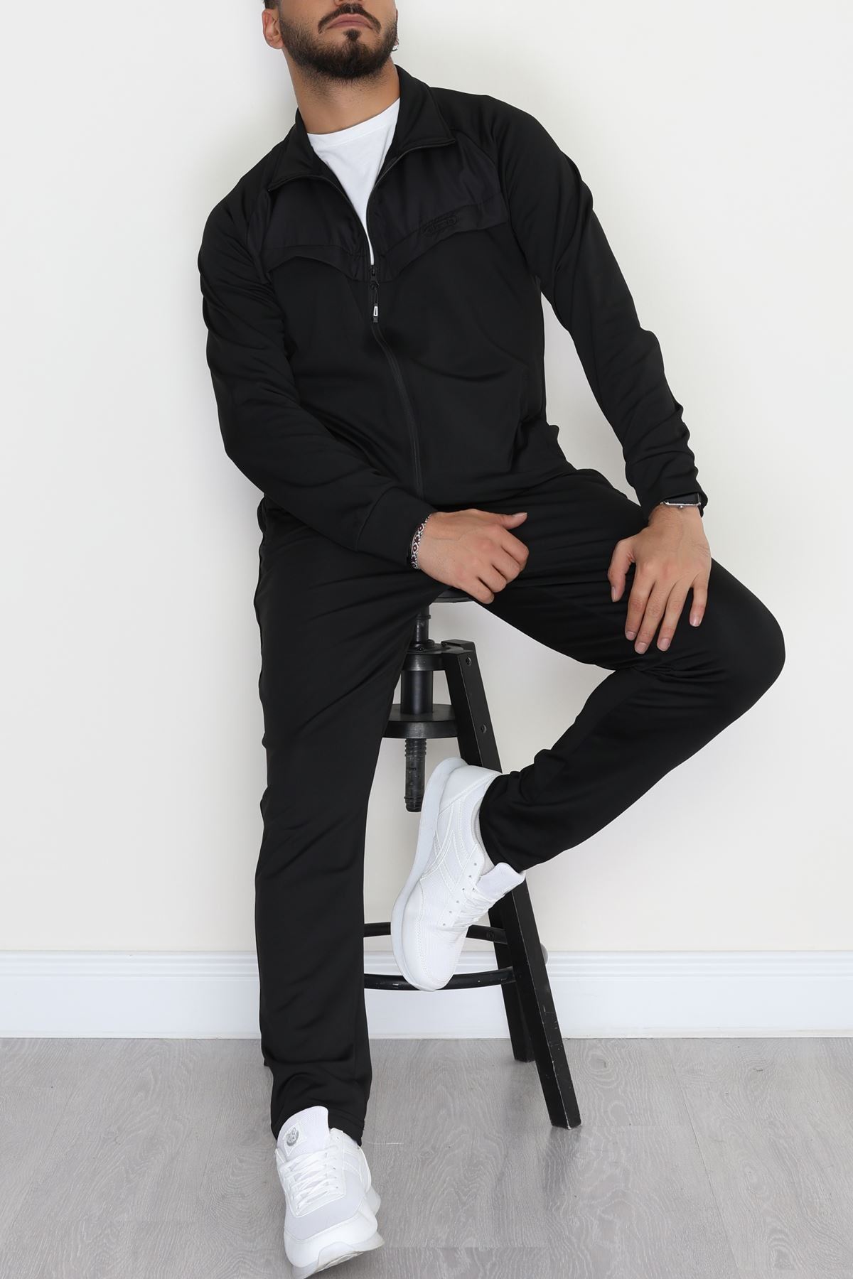 Önü Parçalı Dalgıç Erkek Eşofman Takımı Siyah - 42536.1937.