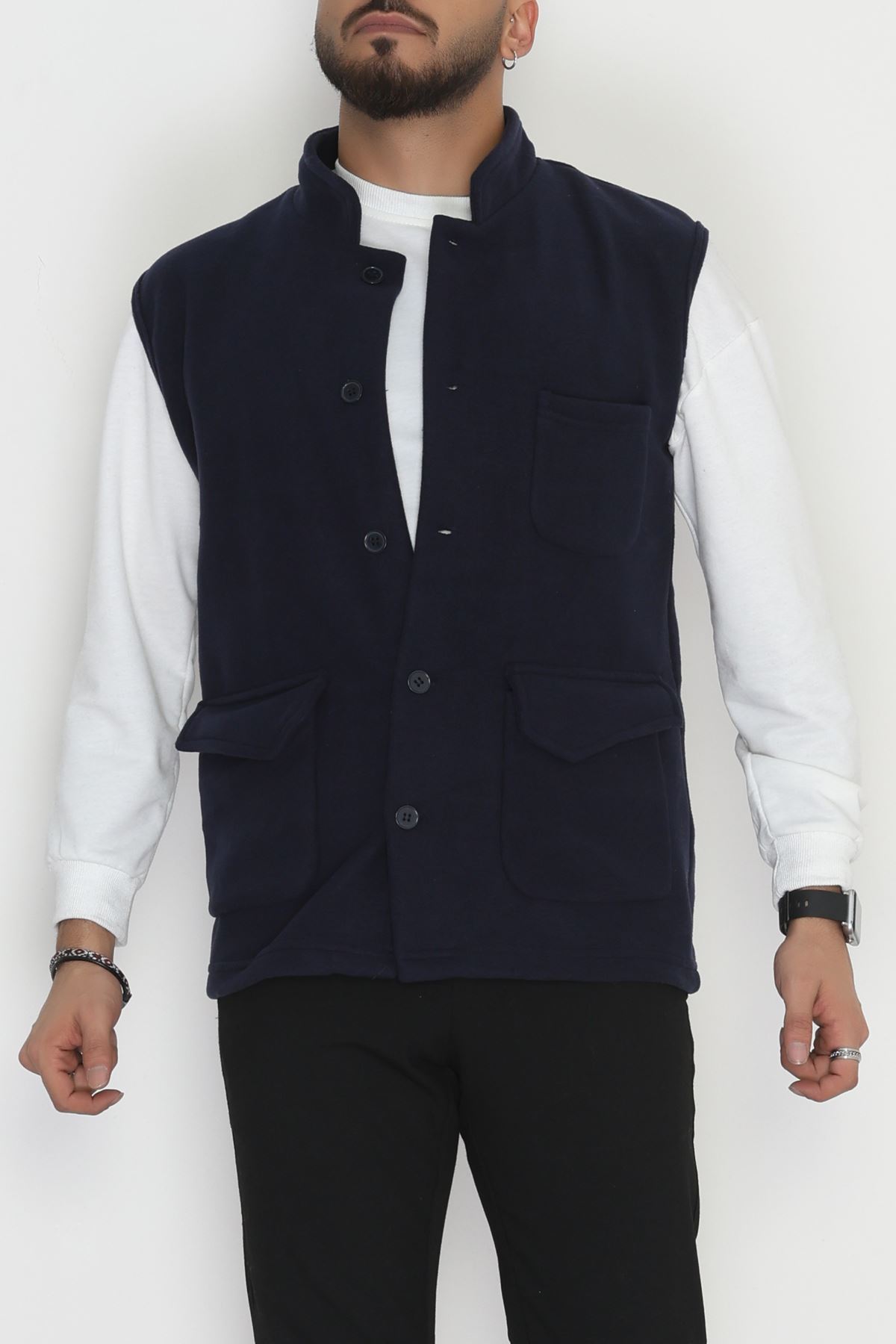 Tüylenmeyen Erkek Polar Yelek Lacivert - 42598.1937.