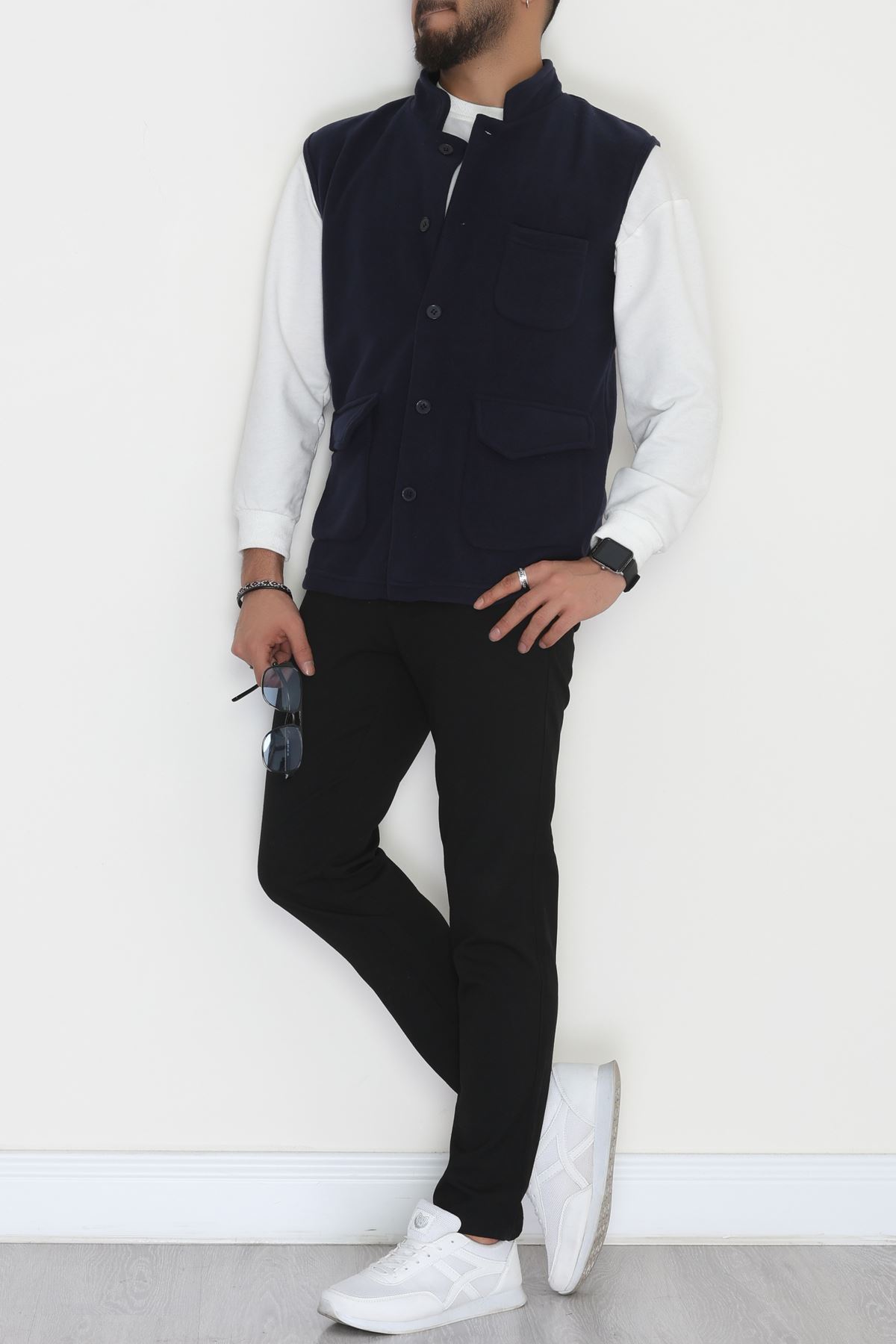 Tüylenmeyen Erkek Polar Yelek Lacivert - 42598.1937.