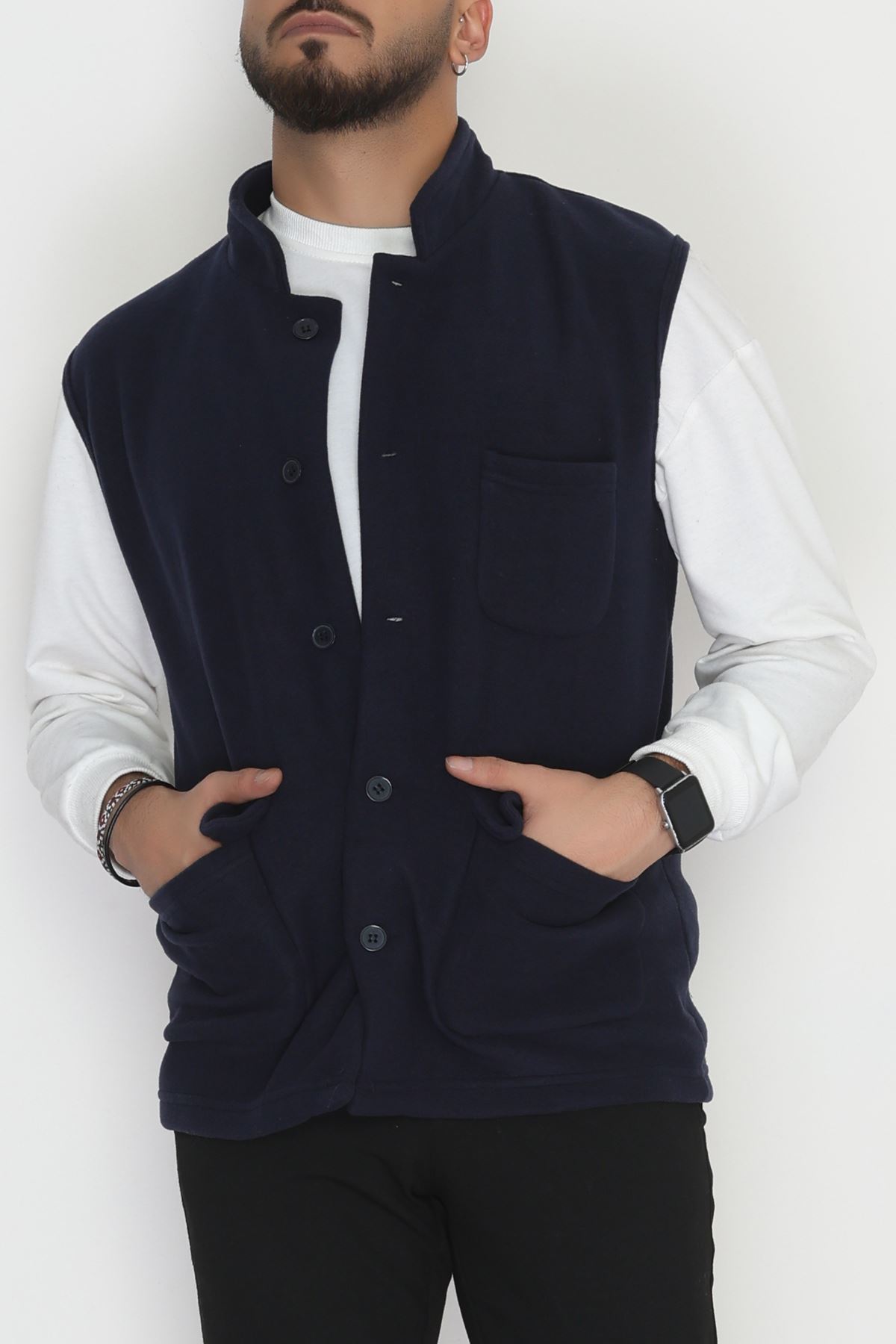Tüylenmeyen Erkek Polar Yelek Lacivert - 42598.1937.