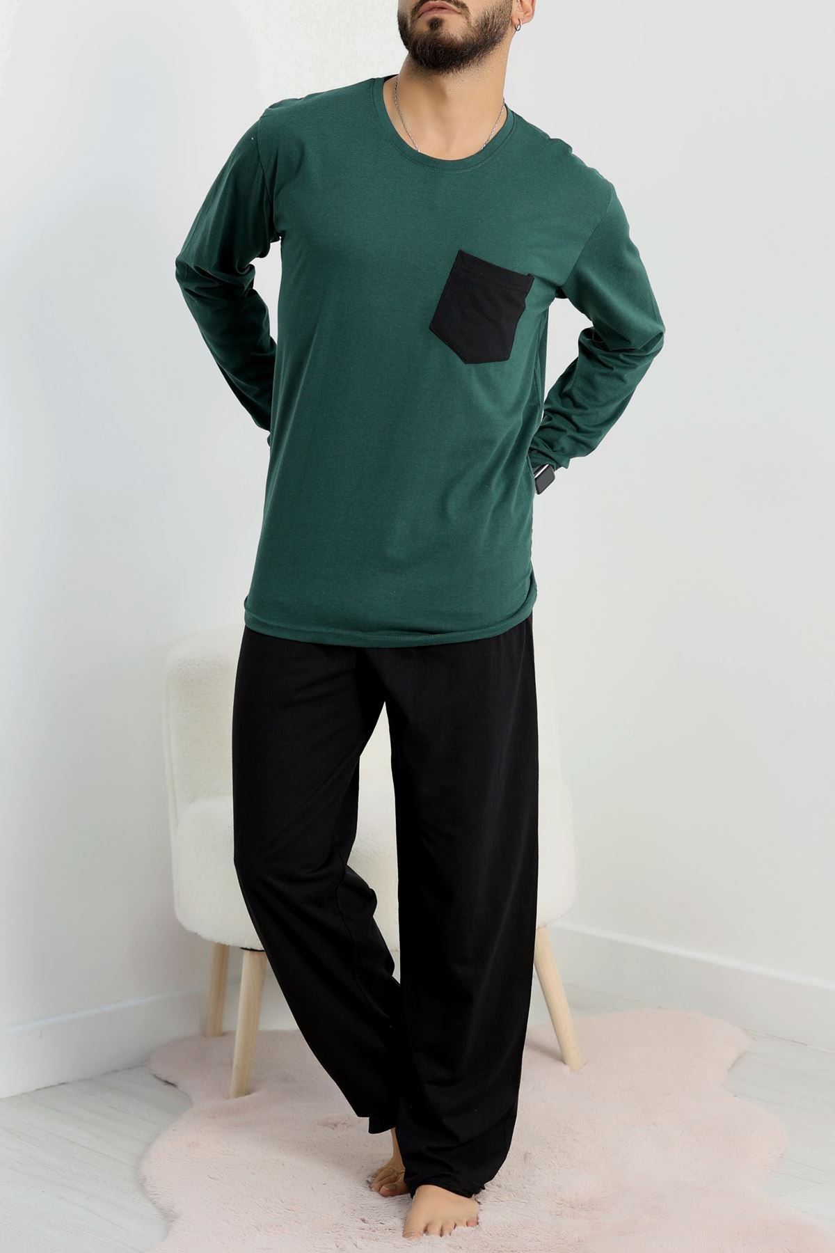 Cep Detay Süprem Erkek Pijama Takımı Yeşil - 42218.1048.