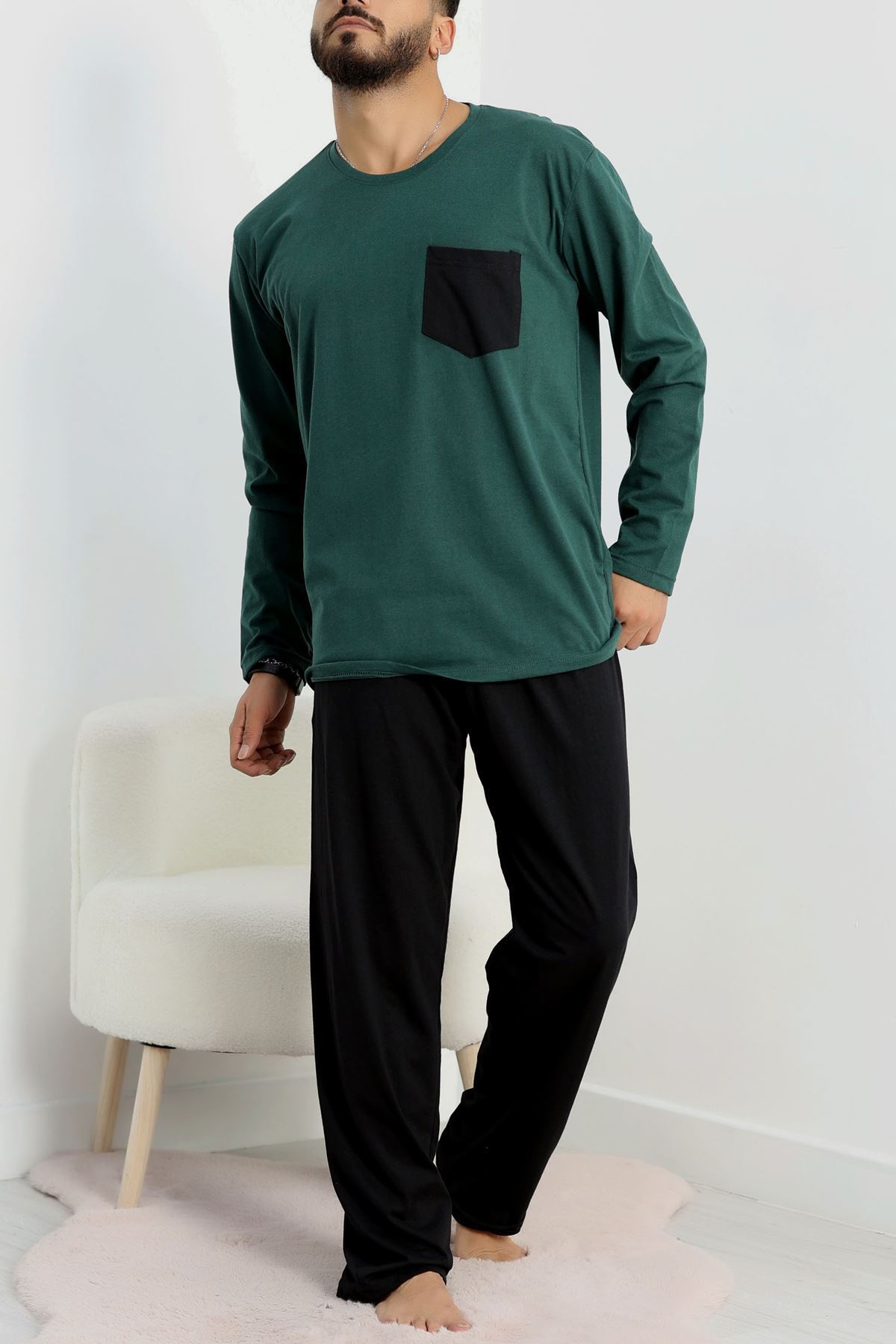 Cep Detay Süprem Erkek Pijama Takımı Yeşil - 42218.1048.