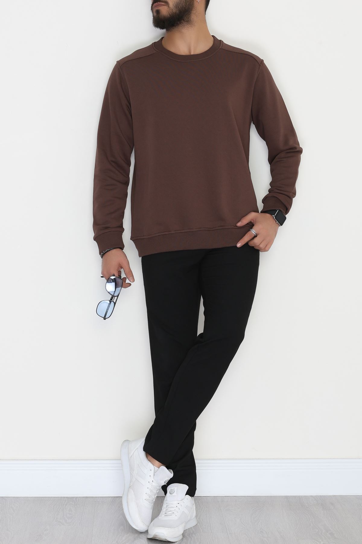3 İplik Şardonsuz Erkek Sweat Kahve - 42617.1878.