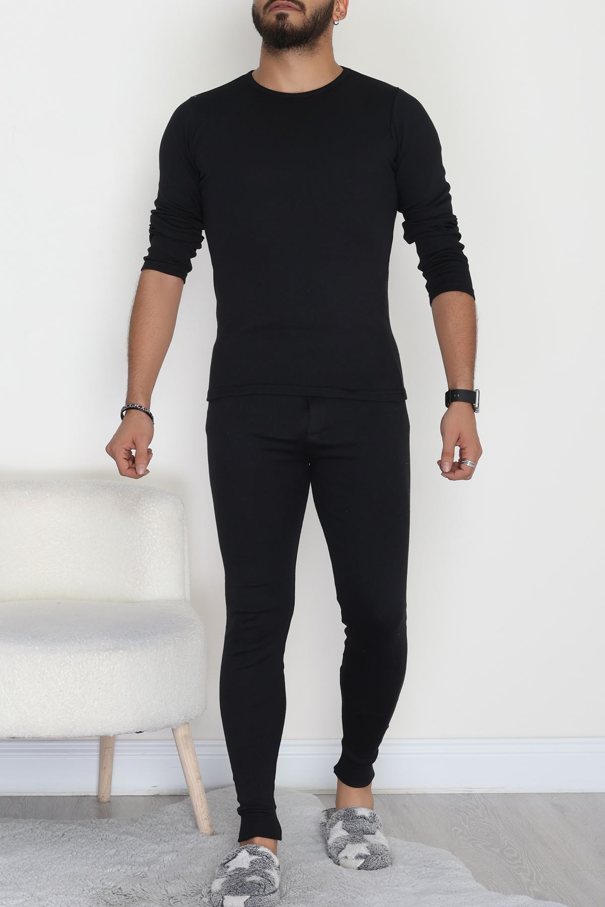 Erkek Şardonlu İçlik Takım Siyah - 19636.1925.