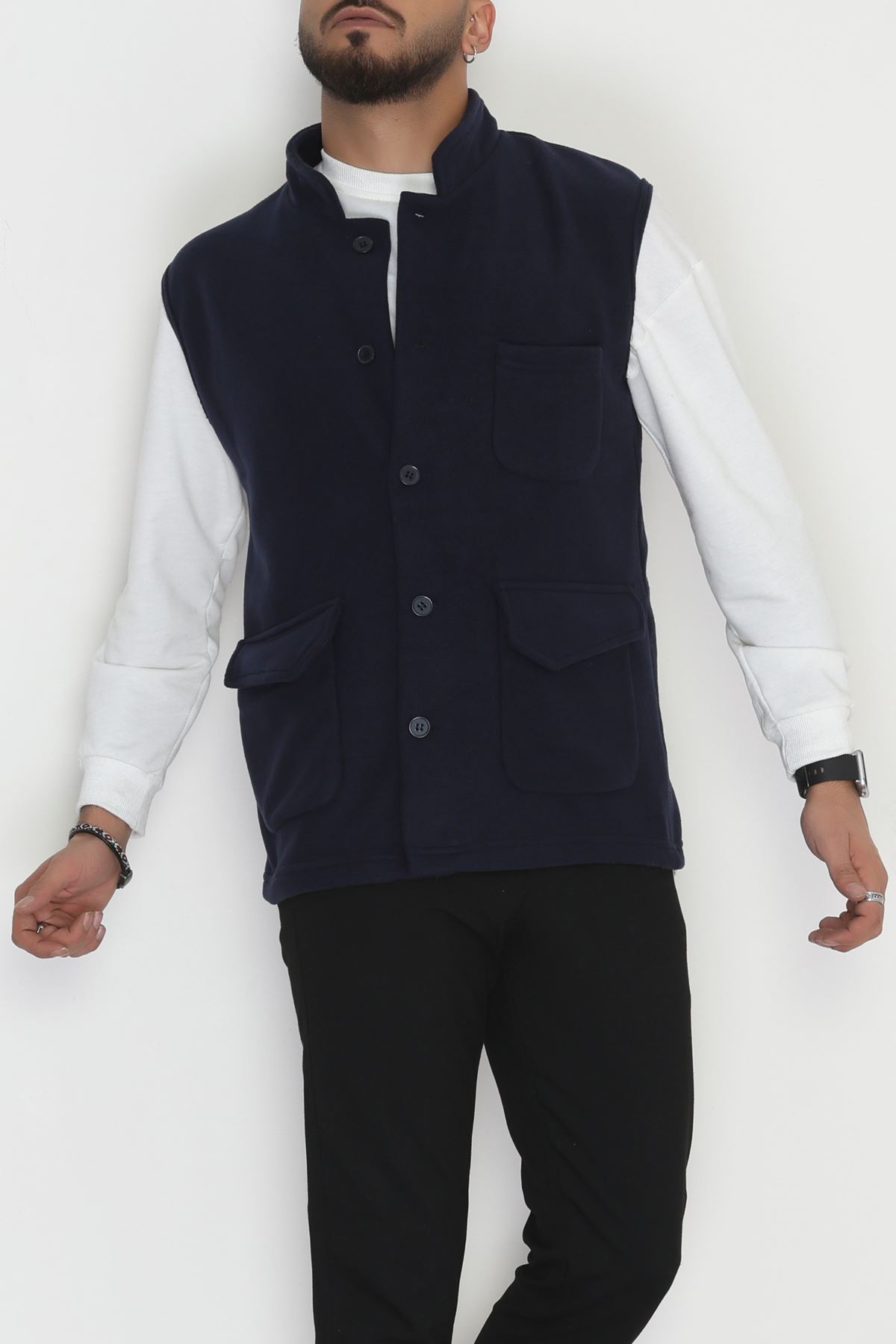 Tüylenmeyen Erkek Polar Yelek Lacivert - 42598.1937.