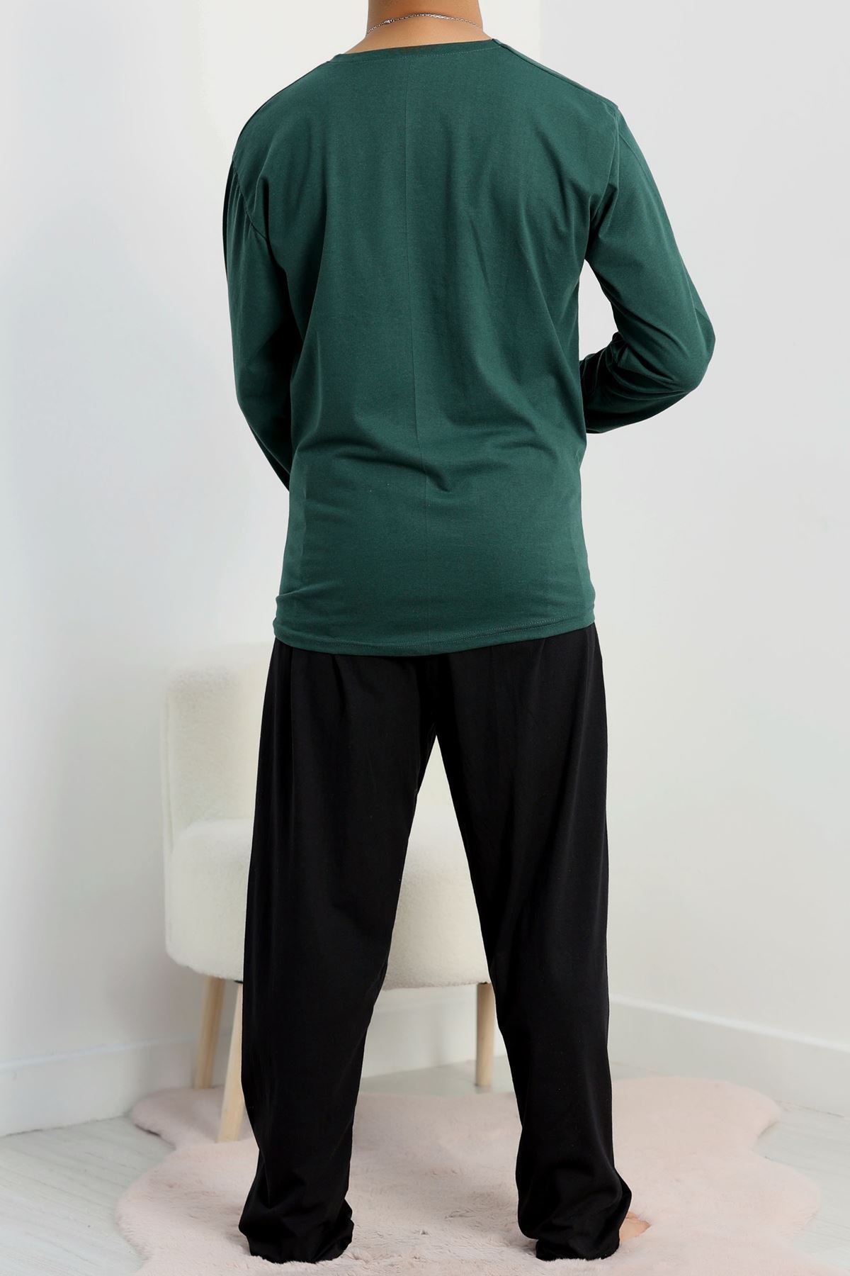 Cep Detay Süprem Erkek Pijama Takımı Yeşil - 42218.1048.