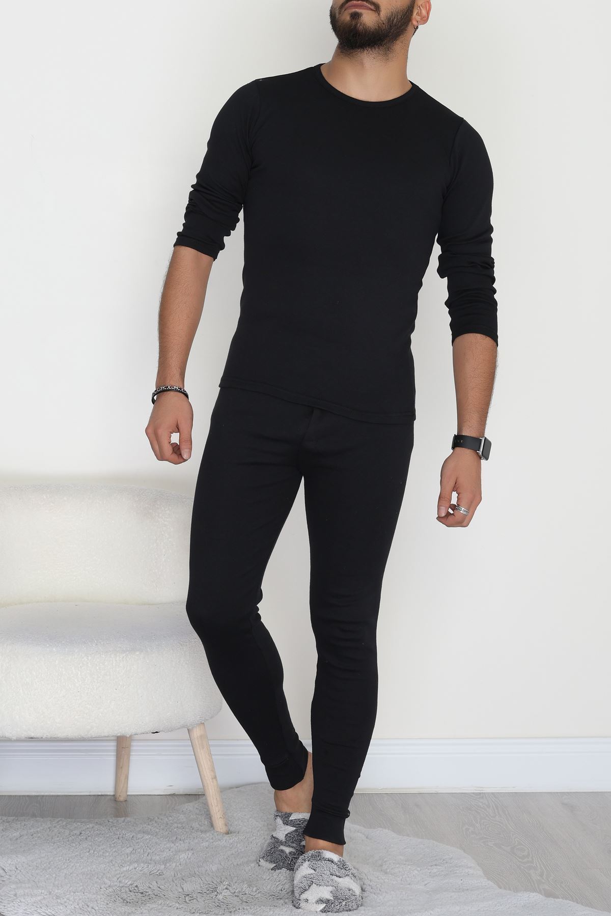 Erkek Şardonlu İçlik Takım Siyah - 19636.1925.