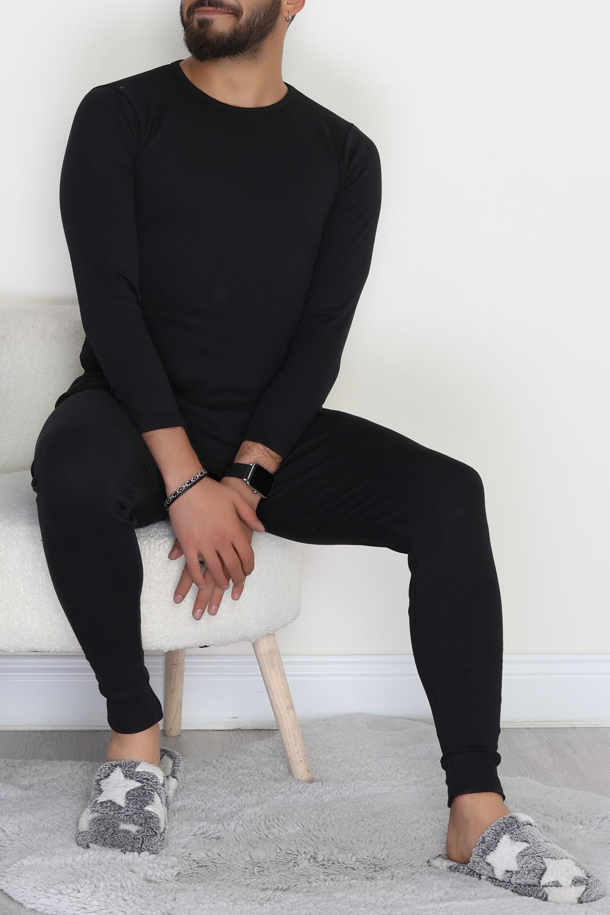 Erkek Şardonlu İçlik Takım Siyah - 19636.1925.