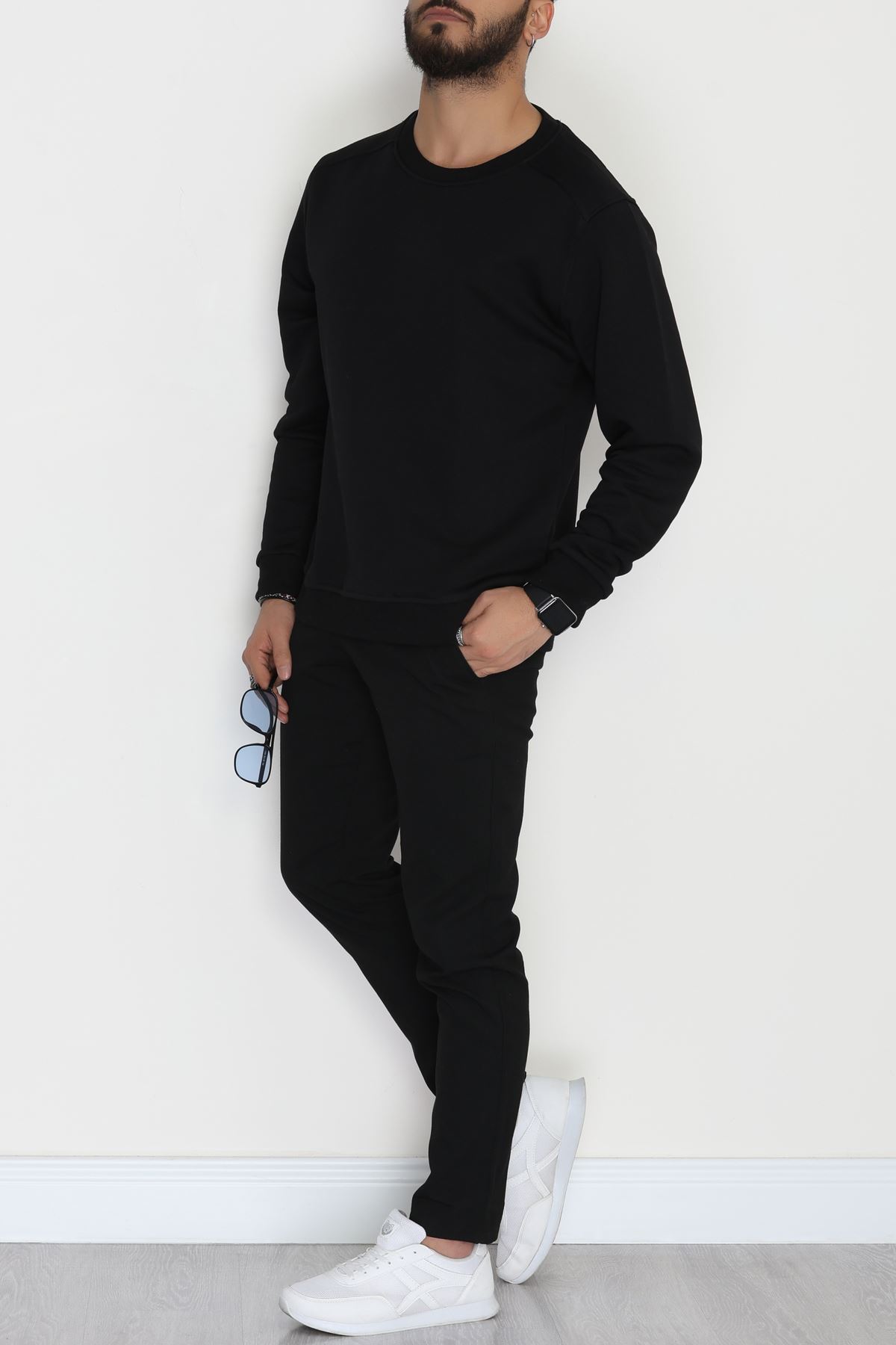 3 İplik Şardonsuz Erkek Sweat Siyah - 42617.1878.