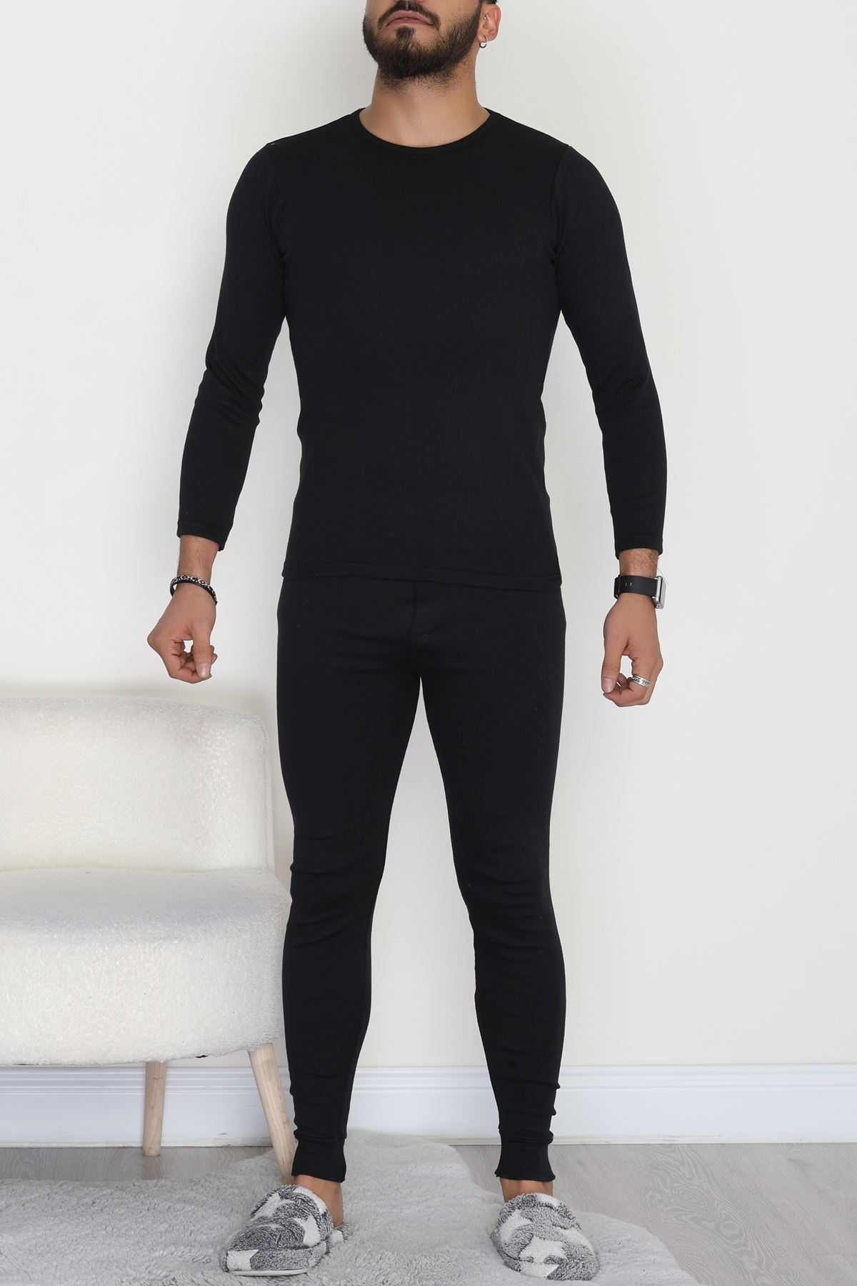 Erkek Şardonlu İçlik Takım Siyah - 19636.1925.