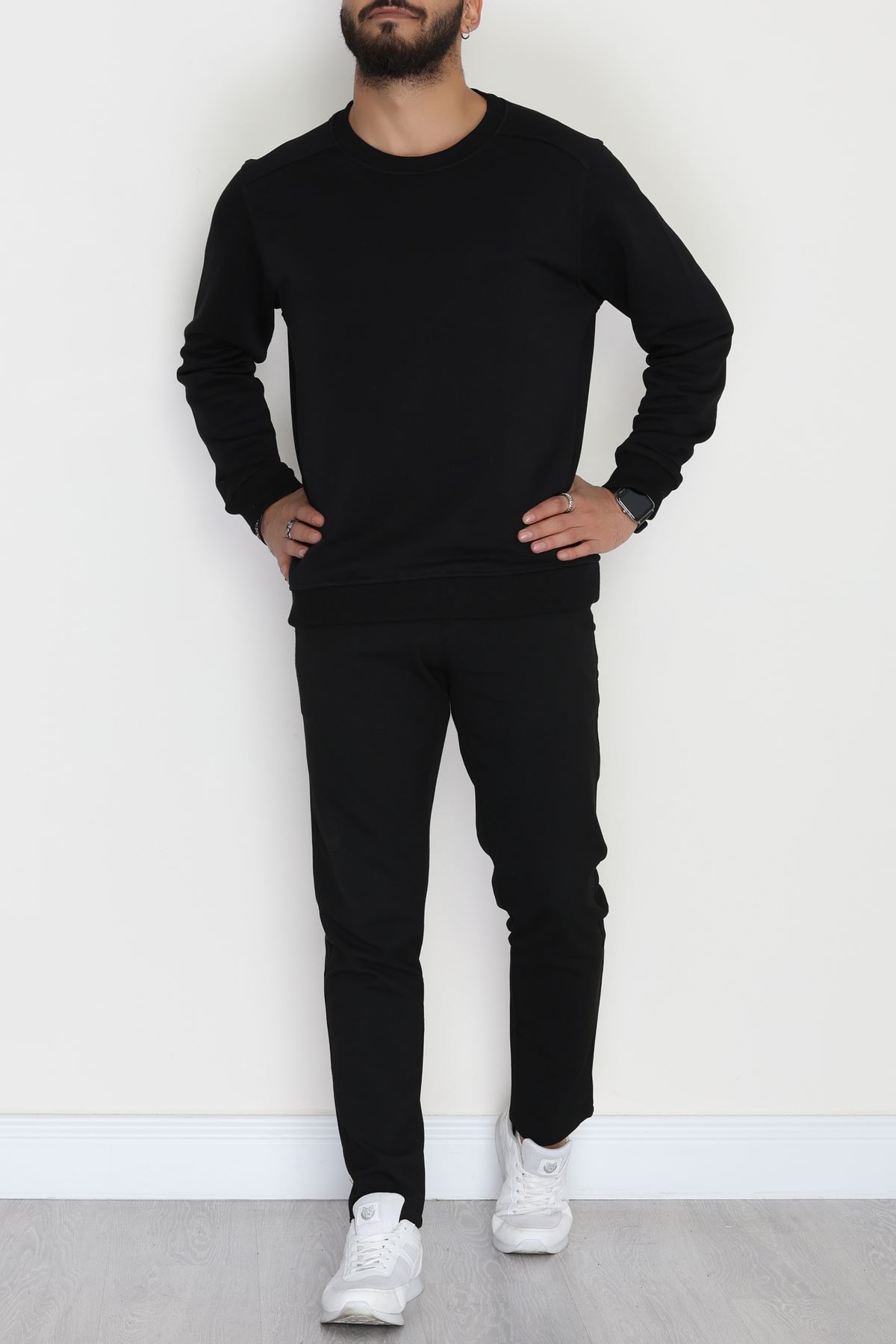 3 İplik Şardonsuz Erkek Sweat Siyah - 42617.1878.