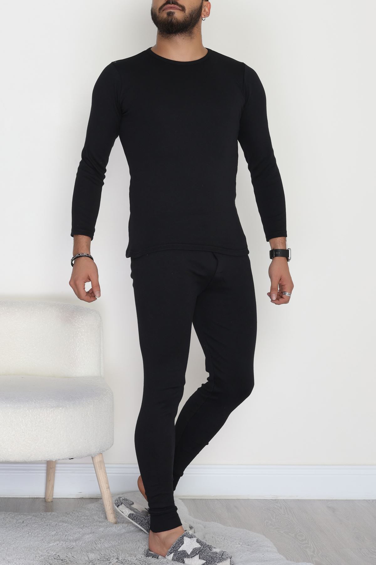 Erkek Şardonlu İçlik Takım Siyah - 19636.1925.
