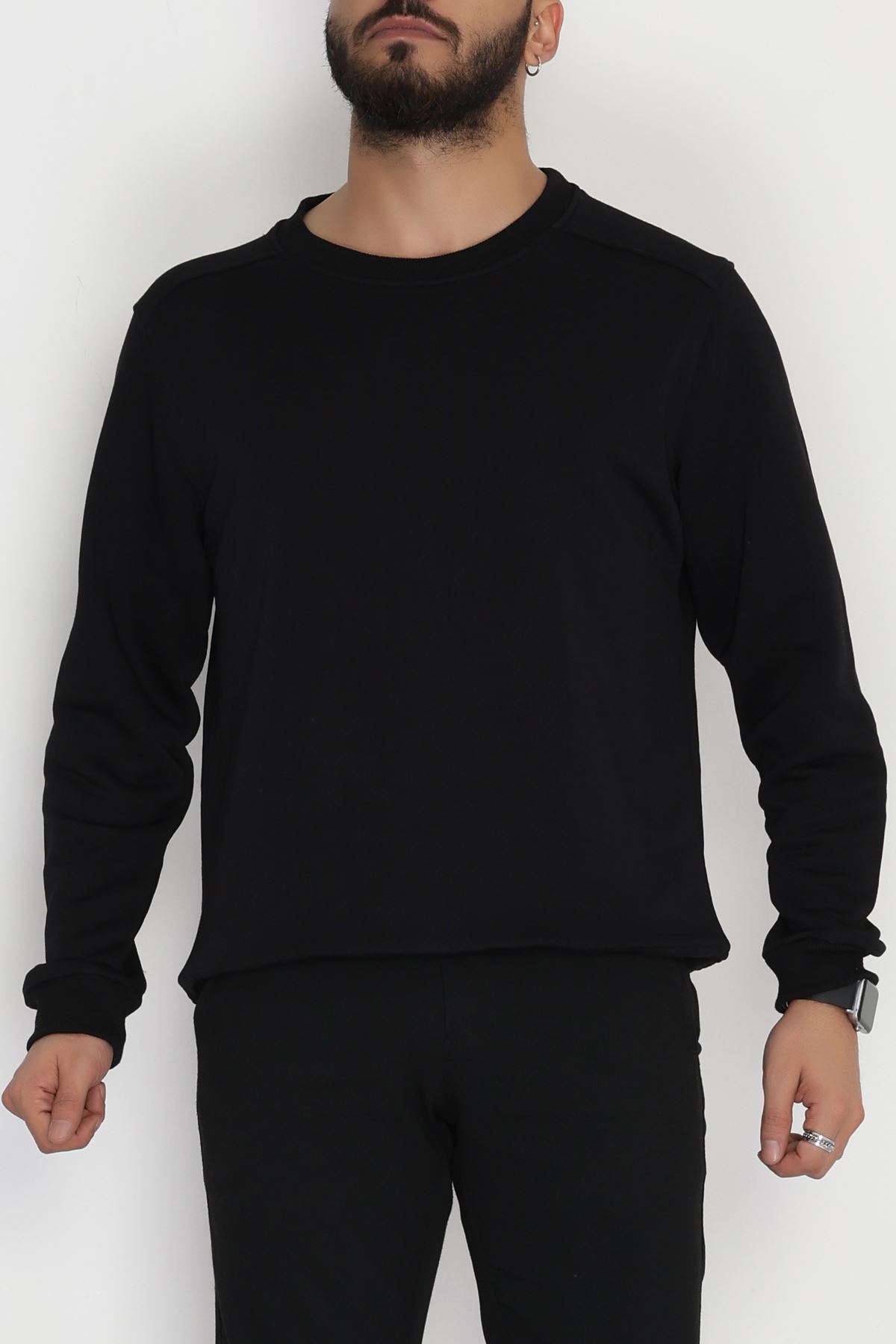 3 İplik Şardonsuz Erkek Sweat Siyah - 42617.1878.