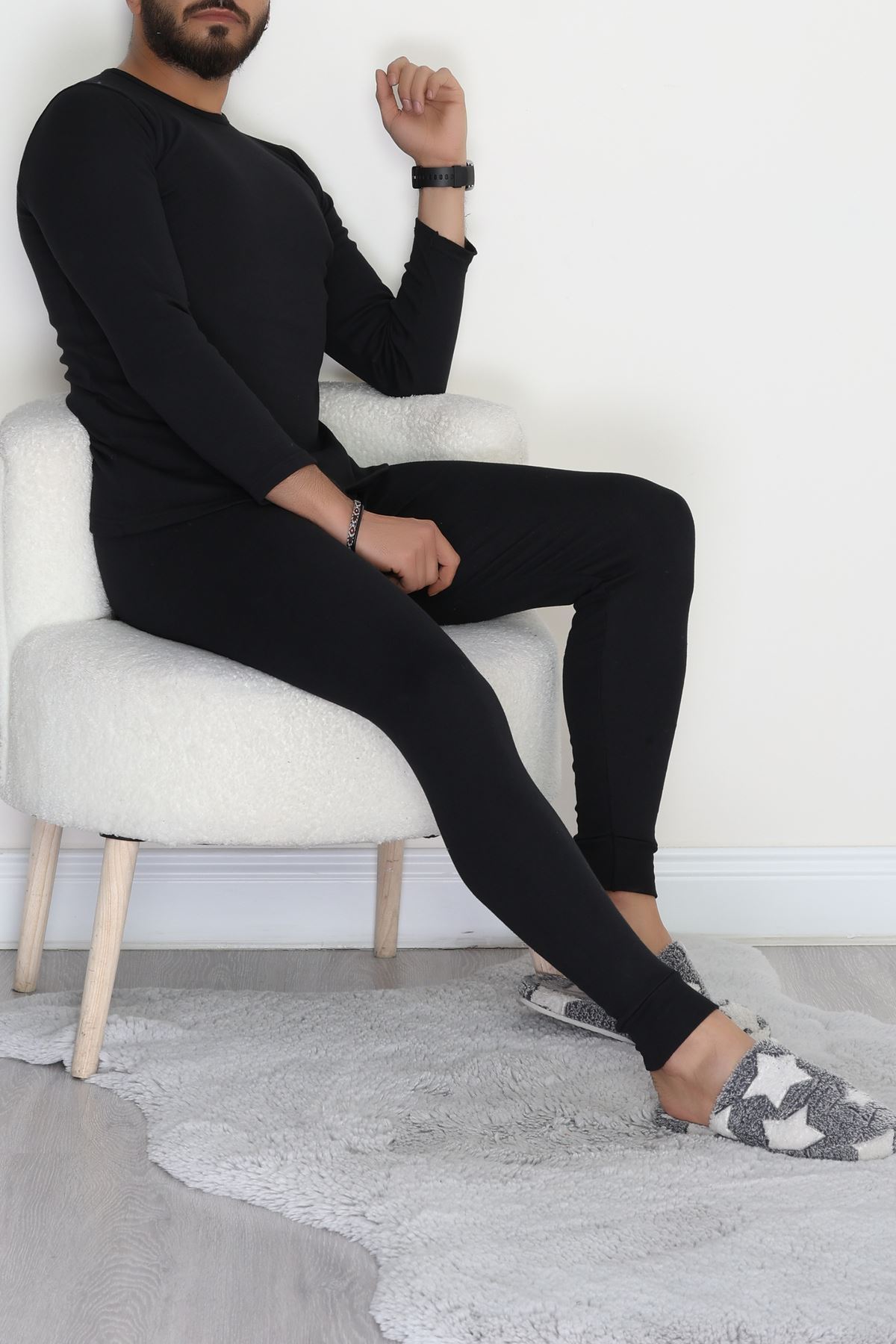 Erkek Şardonlu İçlik Takım Siyah - 19636.1925.