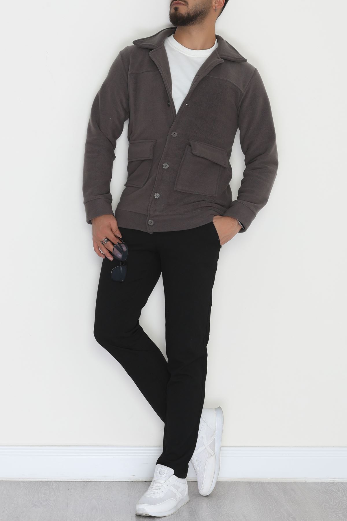 Tüylenmeyen Erkek Polar Gömlek Antrasit - 42597.1937.