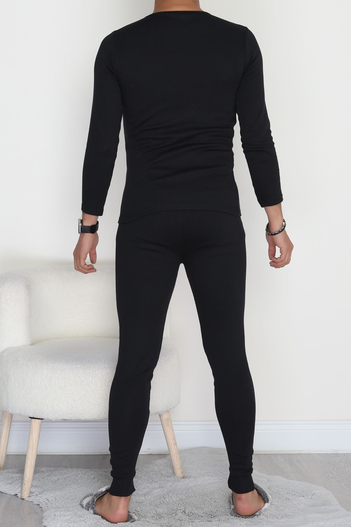 Erkek Şardonlu İçlik Takım Siyah - 19636.1925.