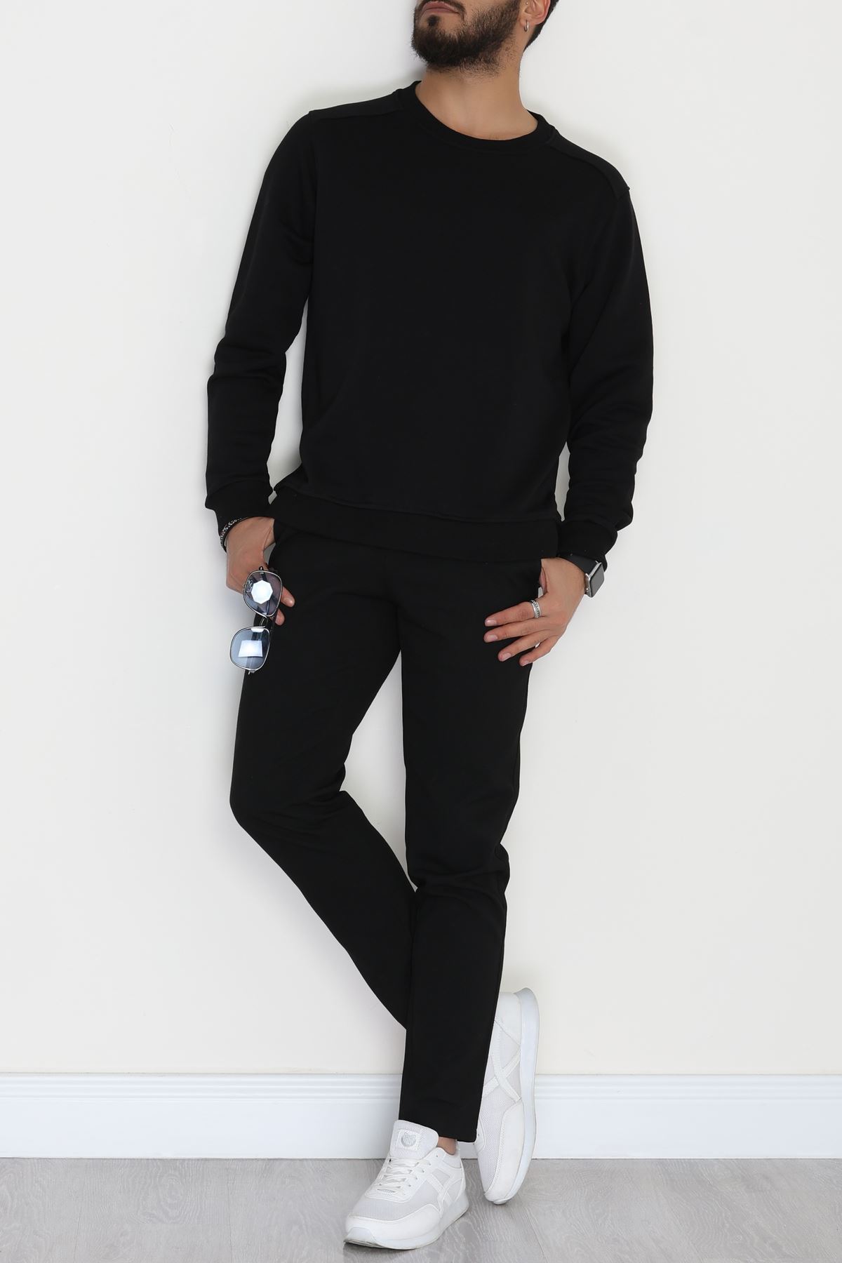 3 İplik Şardonsuz Erkek Sweat Siyah - 42617.1878.