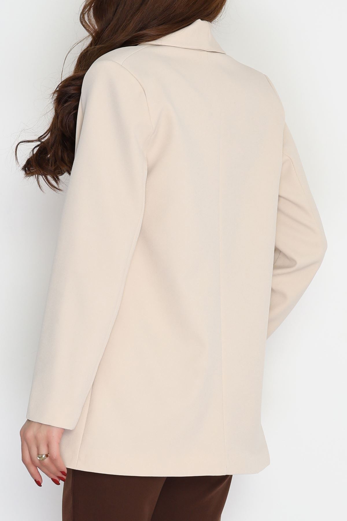 Leopar Astarlı Blazer Ceket Bej - 51500.1909.