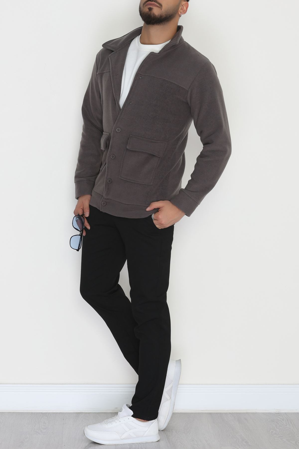 Tüylenmeyen Erkek Polar Gömlek Antrasit - 42597.1937.