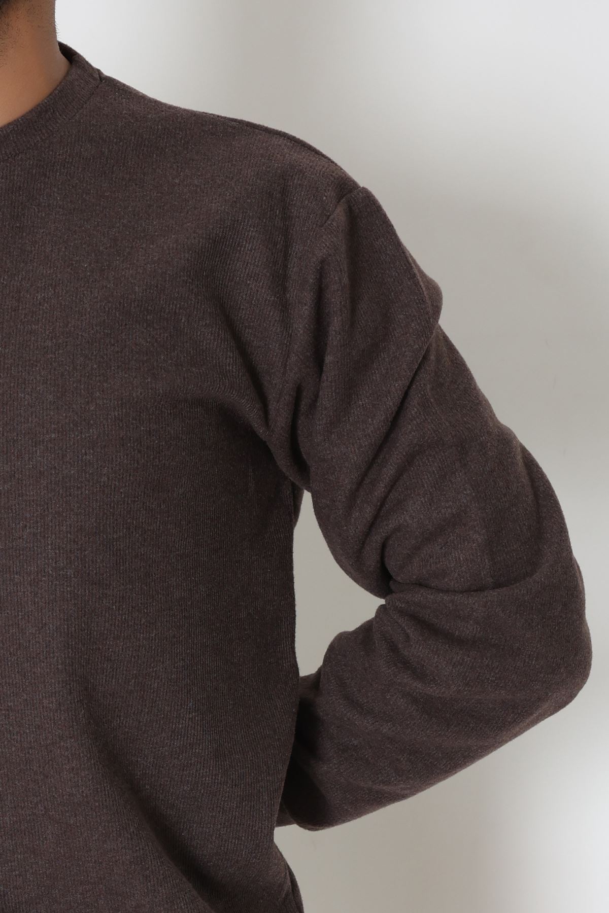 Bisiklet Yaka Selanik Kumaş Erkek Sweat Kahve - 42674.1567.