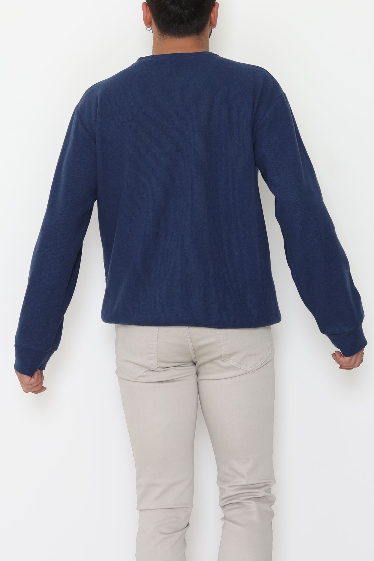 Bisiklet Yaka Selanik Kumaş Erkek Sweat Lacivert - 42674.1567.