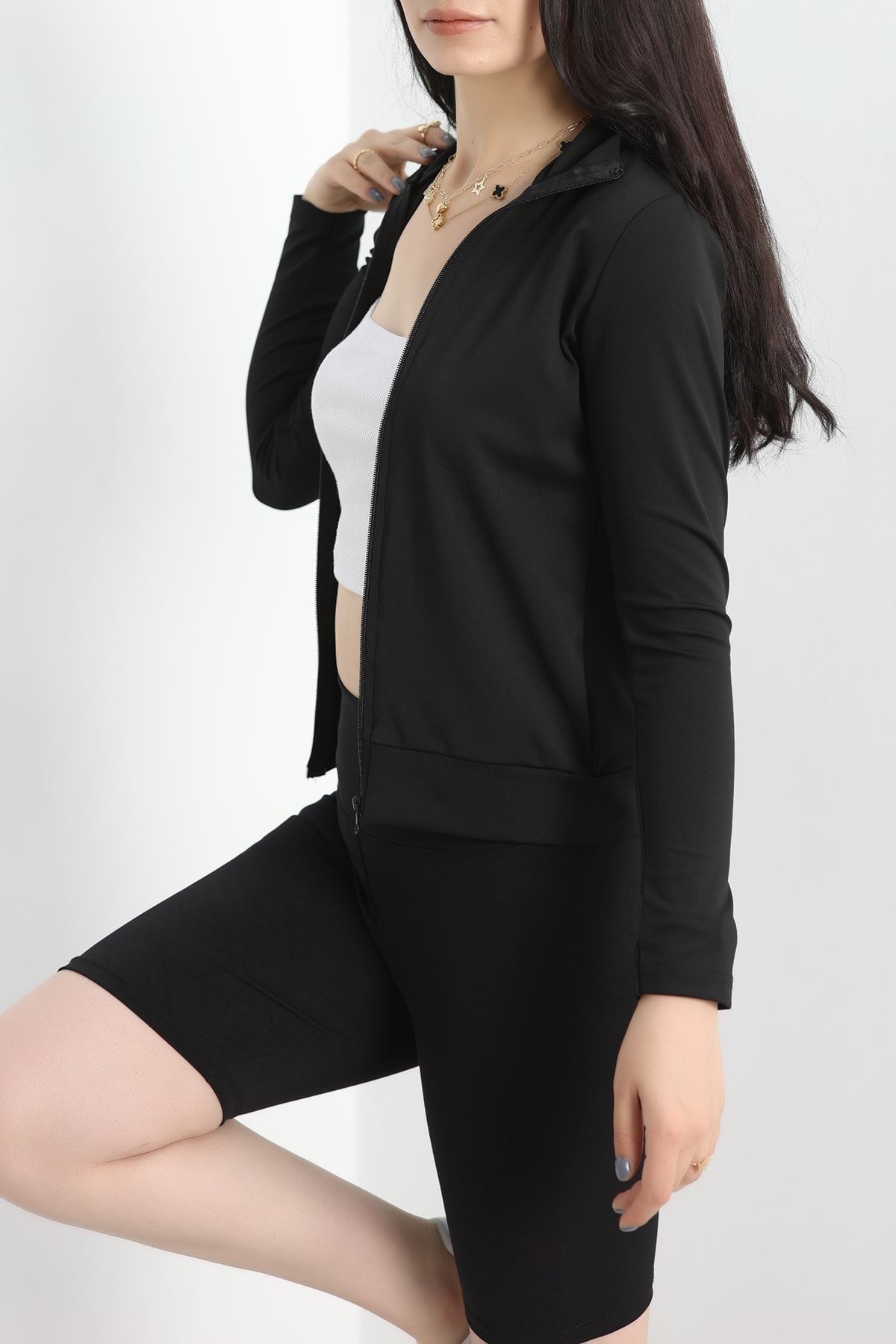 Dik Yaka Dalgıç Ceket Siyah - 50056.053.