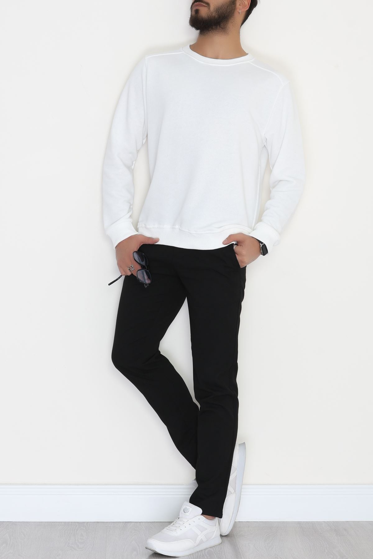 3 İplik Şardonsuz Erkek Sweat Ekru - 42617.1878.