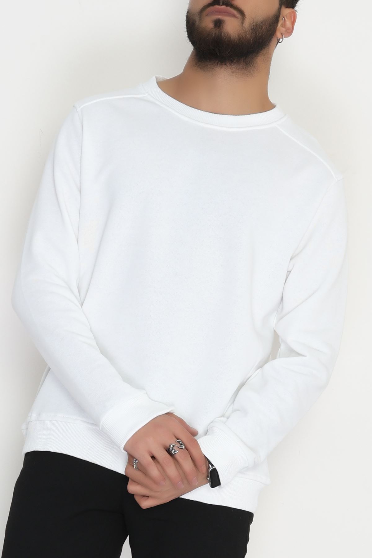 3 İplik Şardonsuz Erkek Sweat Ekru - 42617.1878.